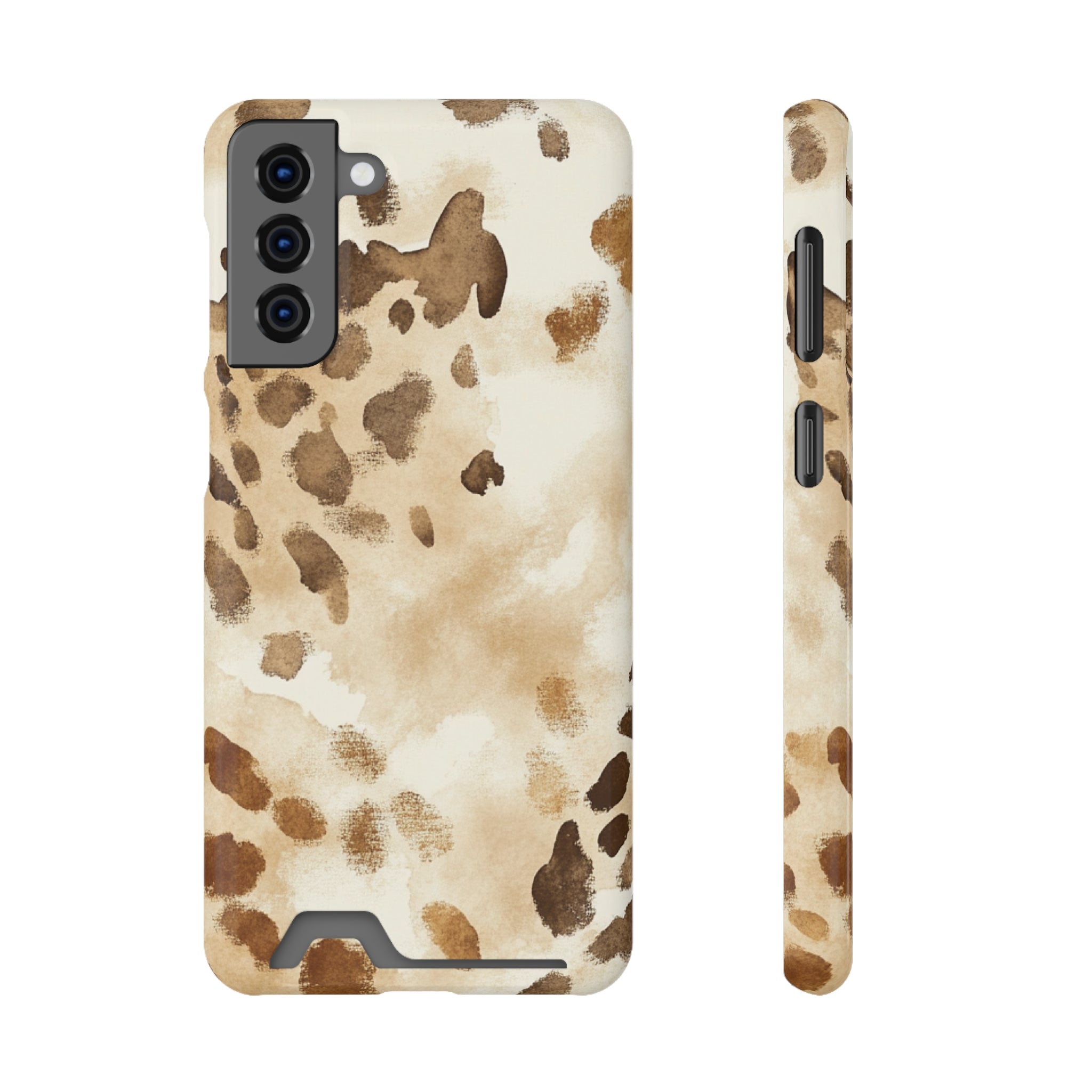Brown and Beige Watercolor Cardholder Case, Artsulli - Art is Long, Life is Short, Phone Case, Size, Samsung Galaxy S21 Plus, Surface, Glossy, Shape, With gift packaging, 27742403757065564433