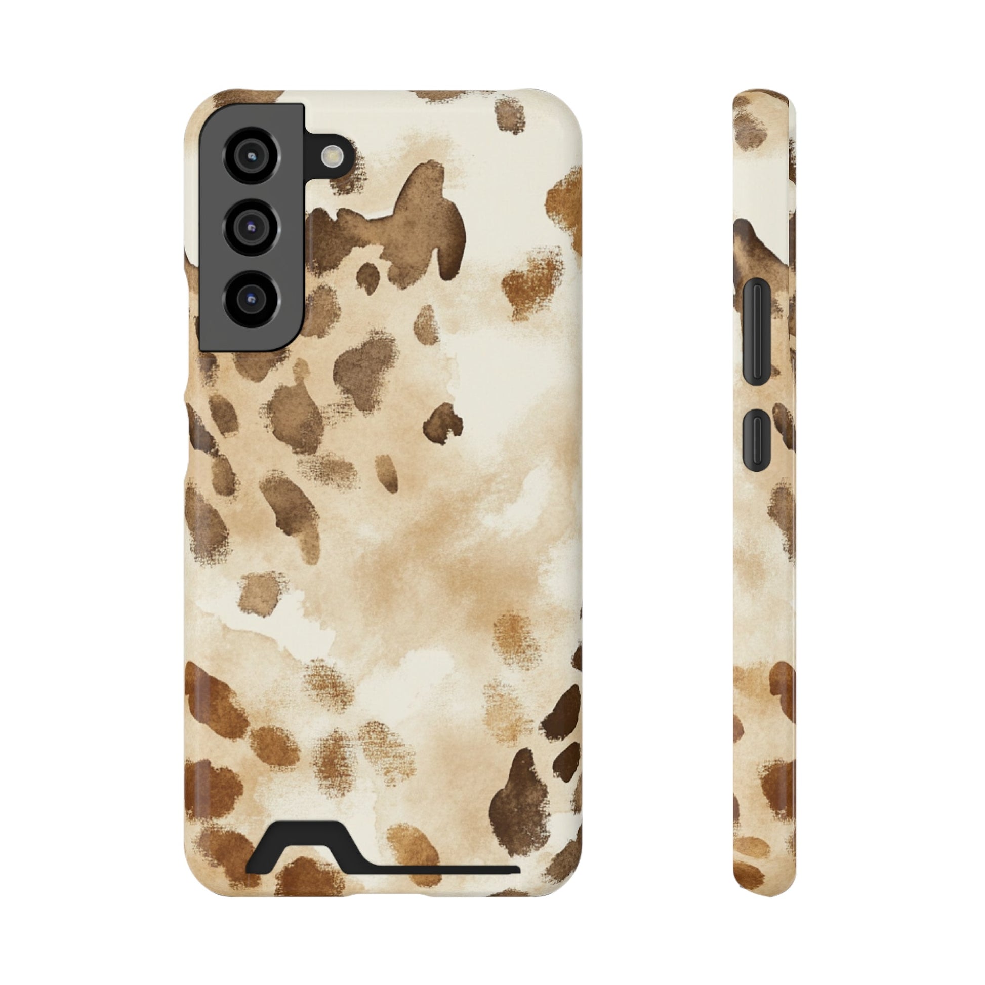 Brown and Beige Watercolor Cardholder Case, Artsulli - Art is Long, Life is Short, Phone Case, Size, Samsung Galaxy S22 Plus, Surface, Glossy, Shape, With gift packaging, 86545503582581819657