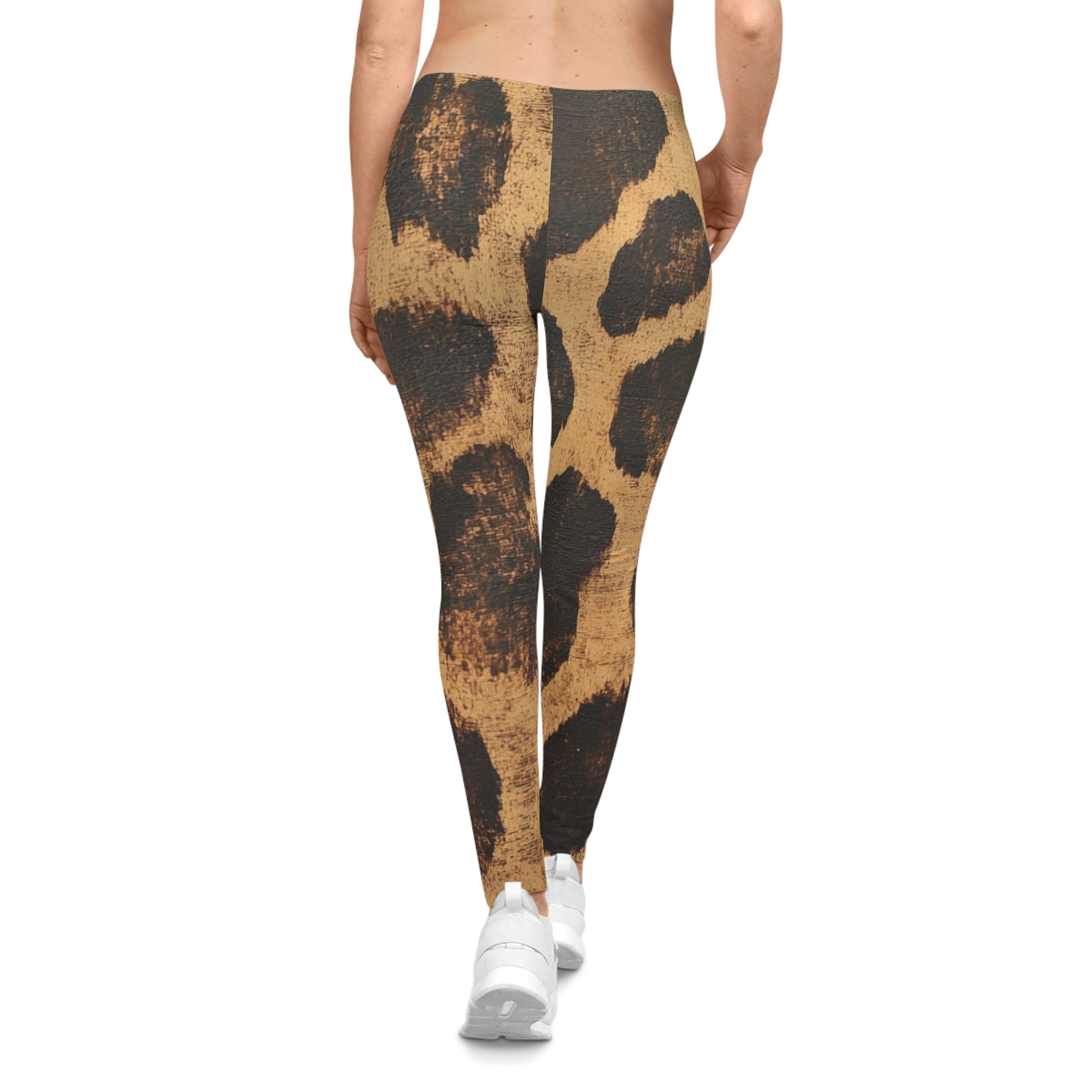 Brown and Black Leopard Print Casual Leggings, Artsulli - Art is Long, Life is Short, All Over Prints, , , , , , , 