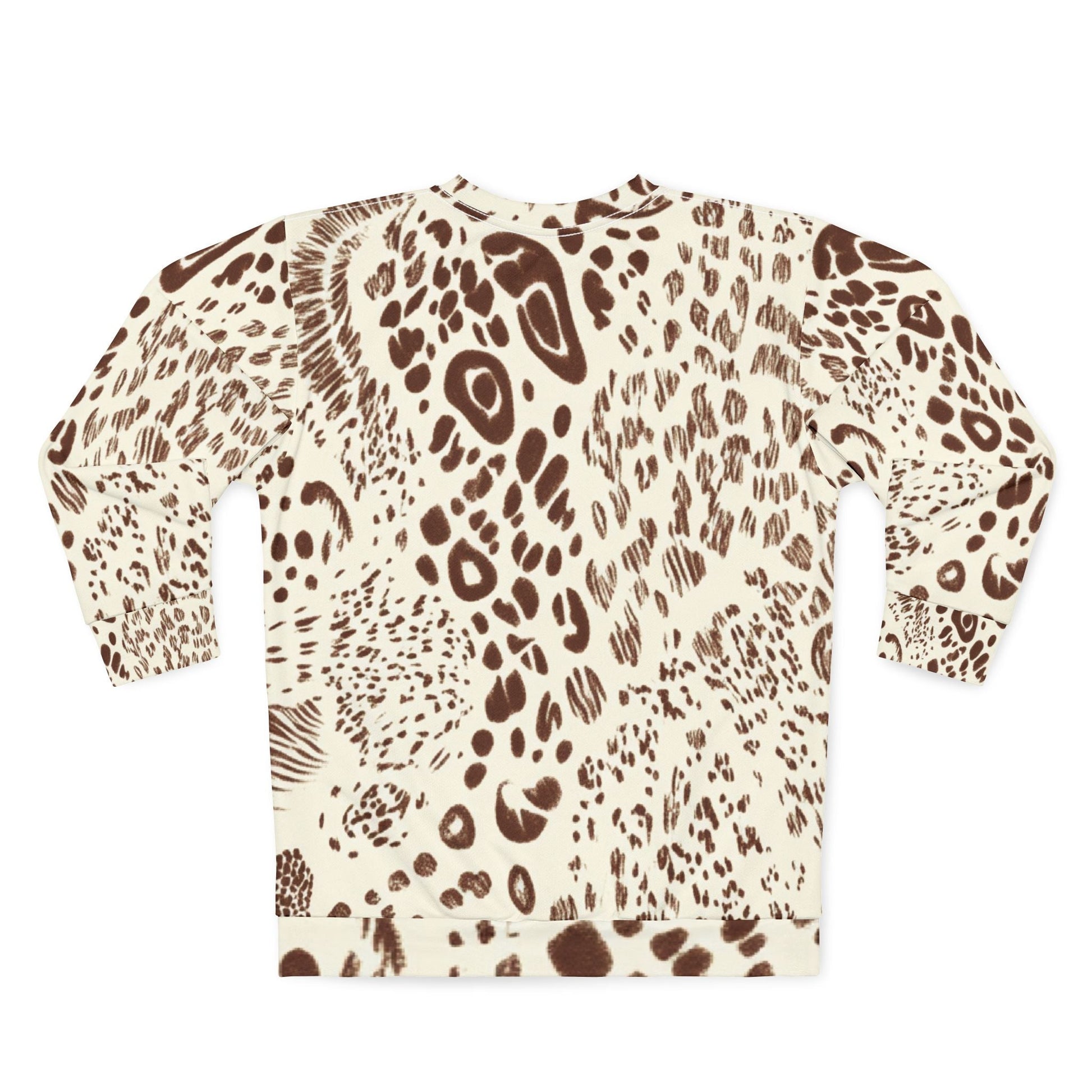 Brown and Cream Animal Print Sweatshirt, Artsulli - Art is Long, Life is Short, All Over Prints, , , , , , , 
