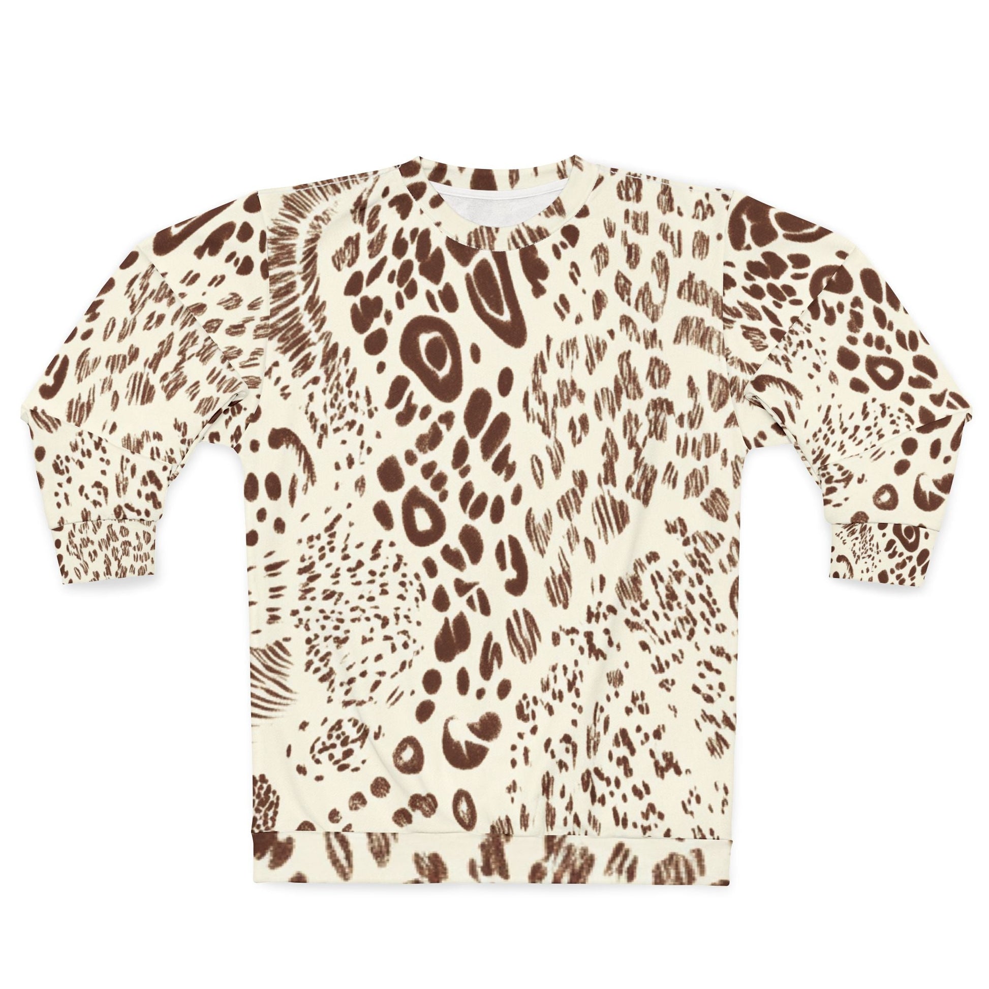 Brown and Cream Animal Print Sweatshirt, Artsulli - Art is Long, Life is Short, All Over Prints, Size, XS, , , , , 67781729047893977519