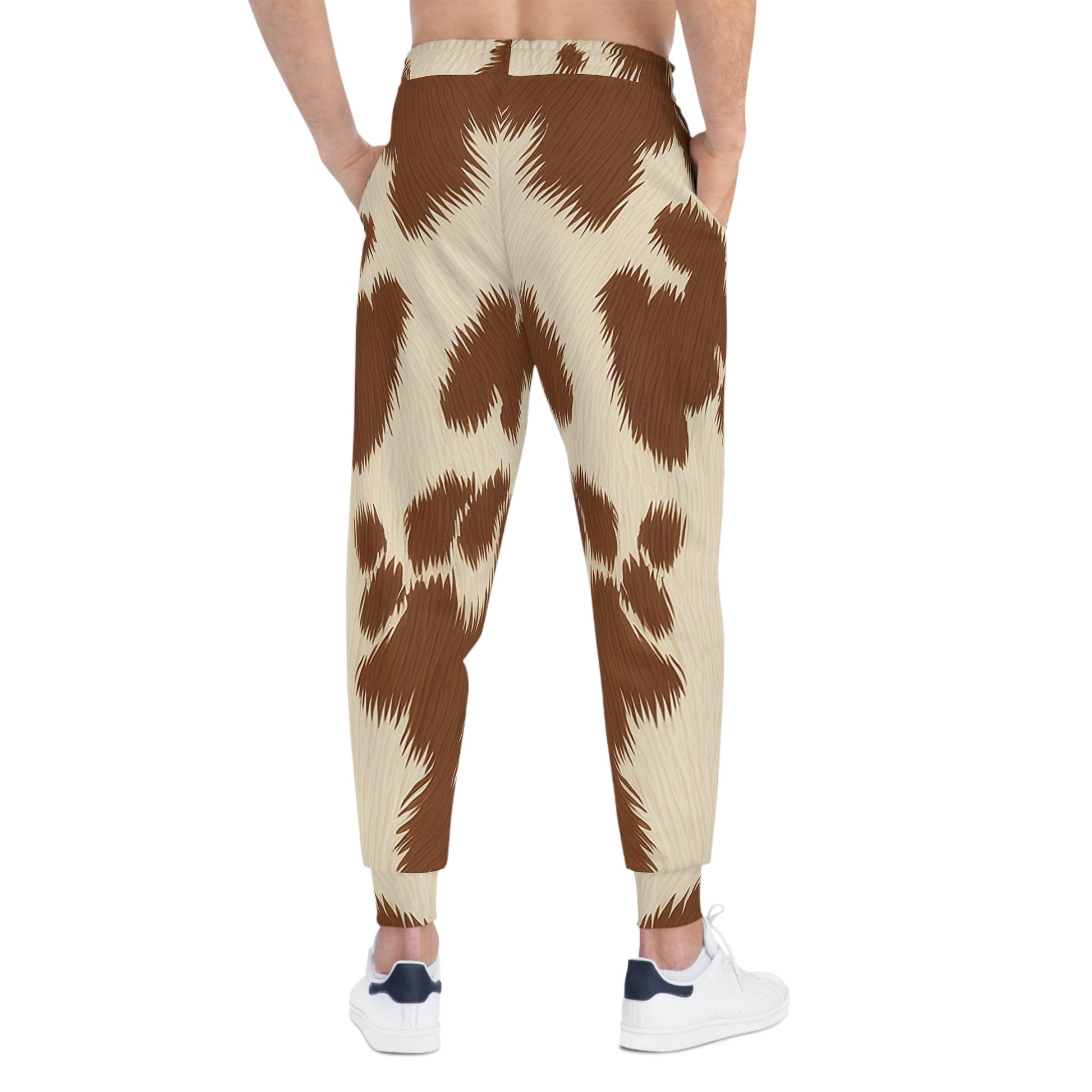 Brown and Cream Cow Print Joggers, Artsulli - Art is Long, Life is Short, All Over Prints, , , , , , , 