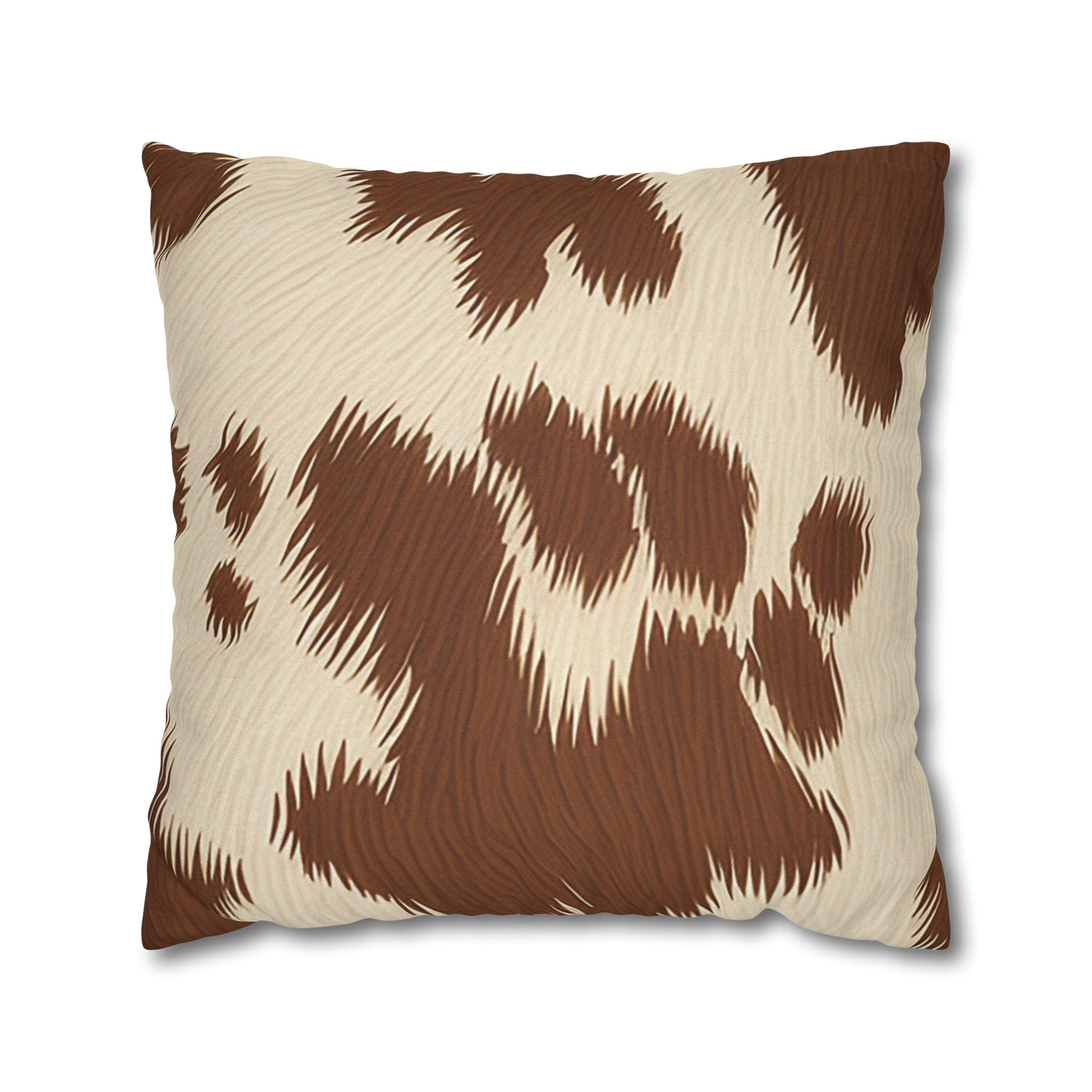 Brown and Cream Cowhide Throw Pillow, Artsulli - Art is Long, Life is Short, Home Decor, Size, 20" × 20", , , , , 27897111680404391343