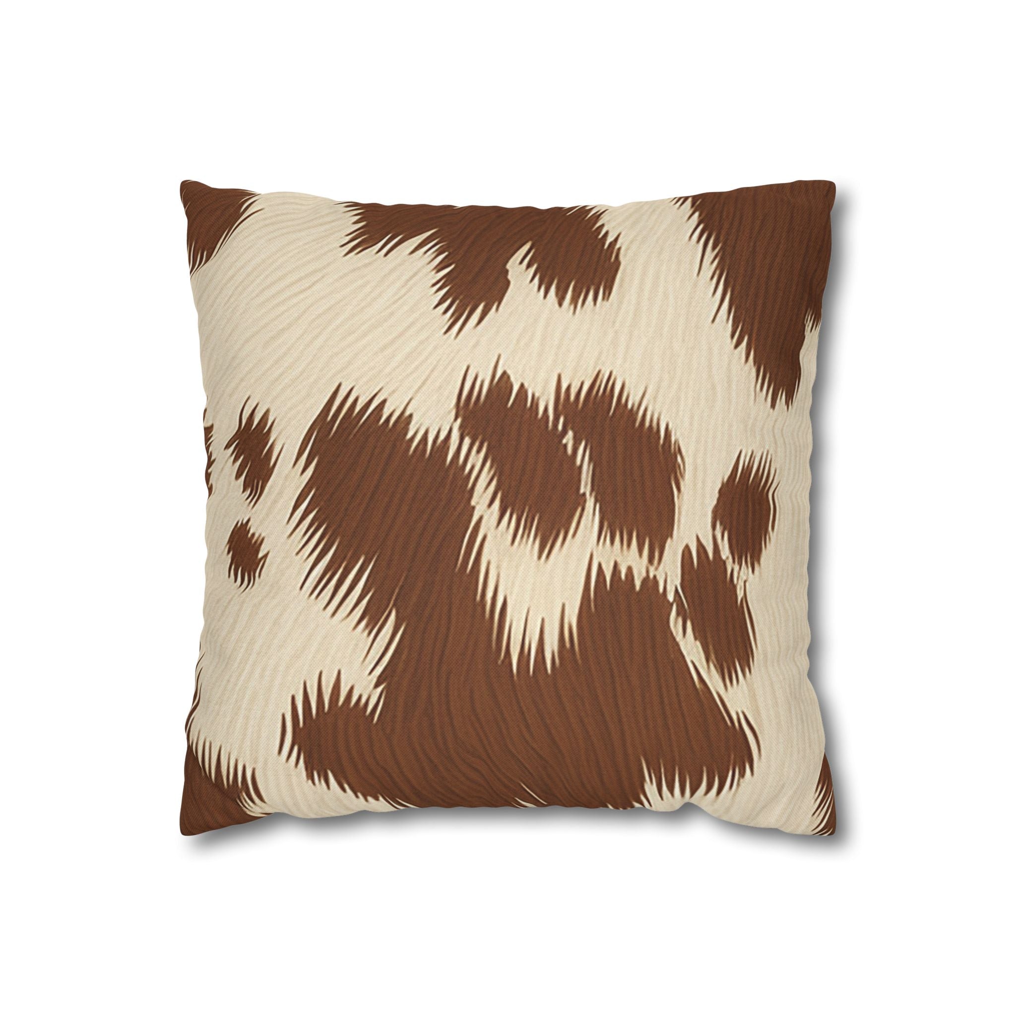 Brown and Cream Cowhide Throw Pillow, Artsulli - Art is Long, Life is Short, Home Decor, Size, 14" × 14", , , , , 30831166591317231939
