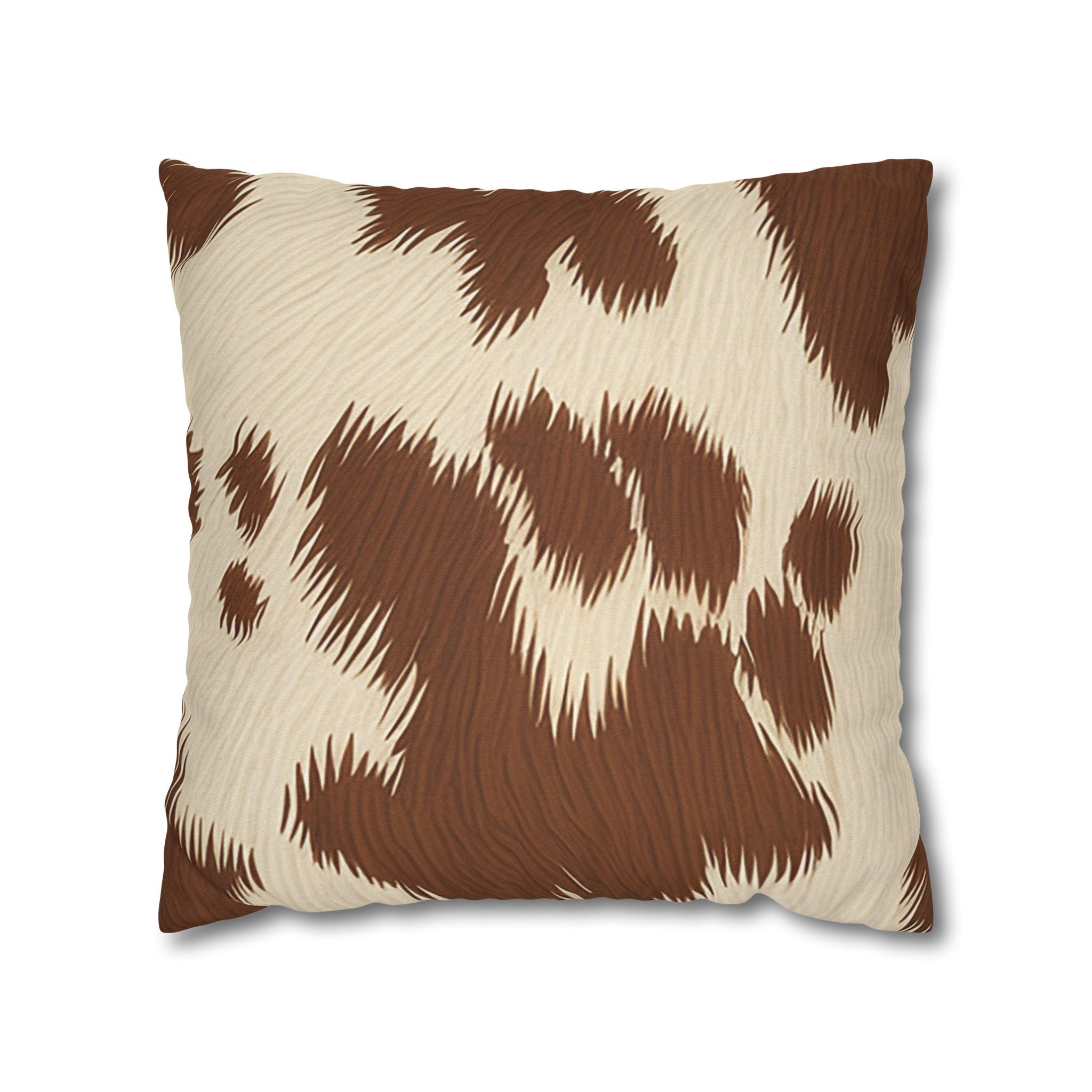 Brown and Cream Cowhide Throw Pillow, Artsulli - Art is Long, Life is Short, Home Decor, Size, 18" × 18", , , , , 25392118840046886962