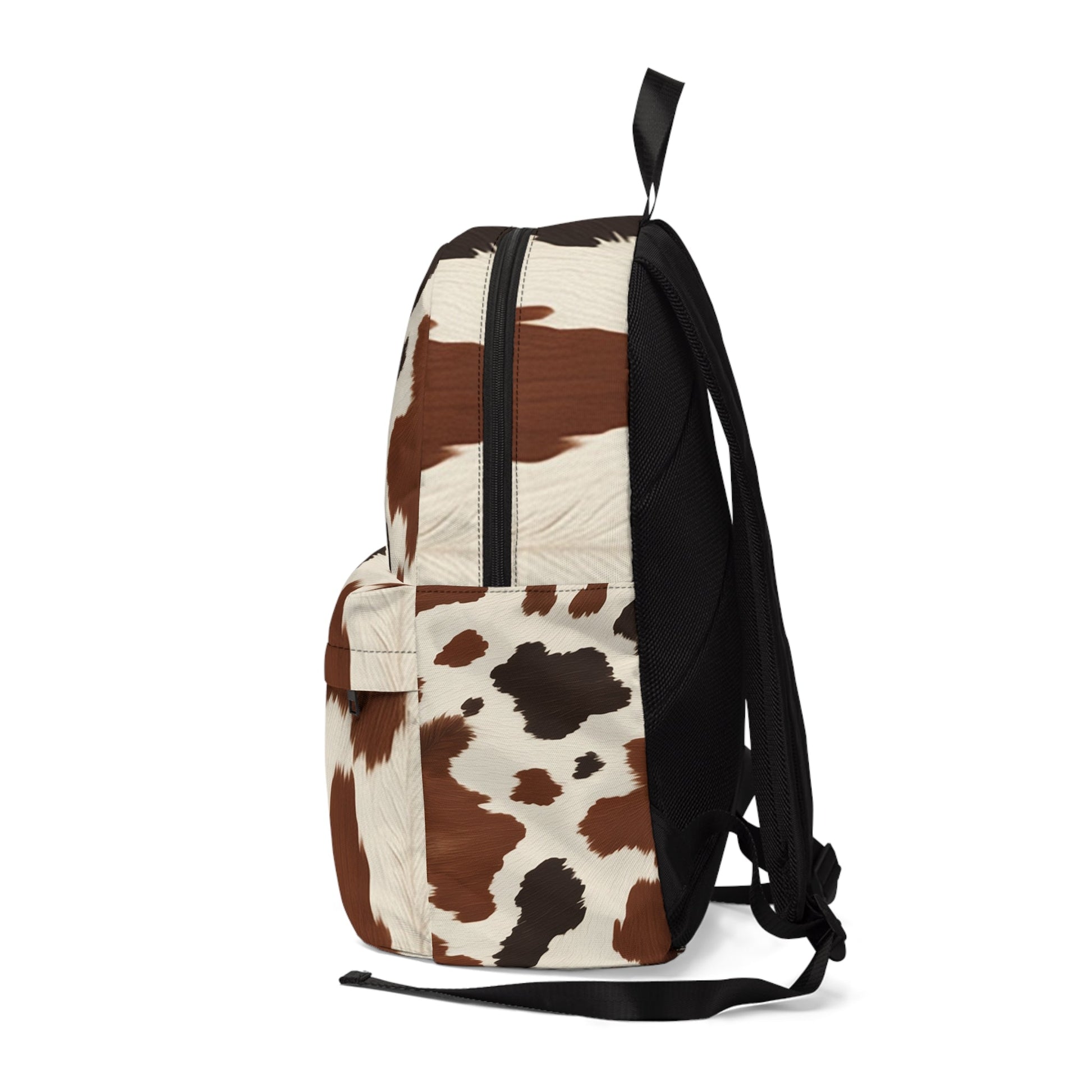 Printify Brown and White Cow Print Backpack 2025