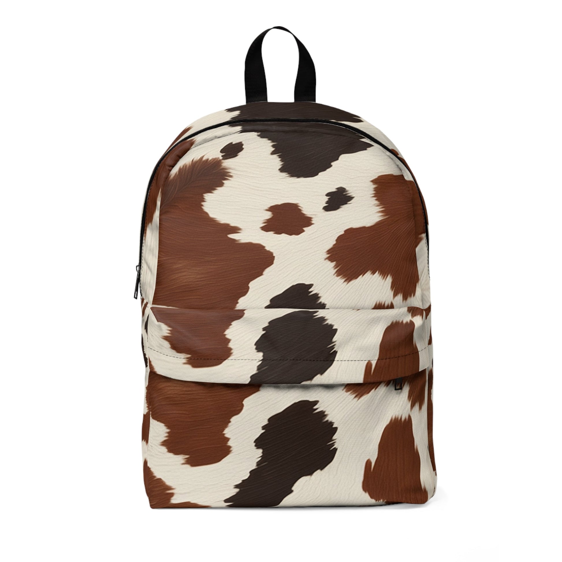 Printify Brown and White Cow Print Backpack 2025