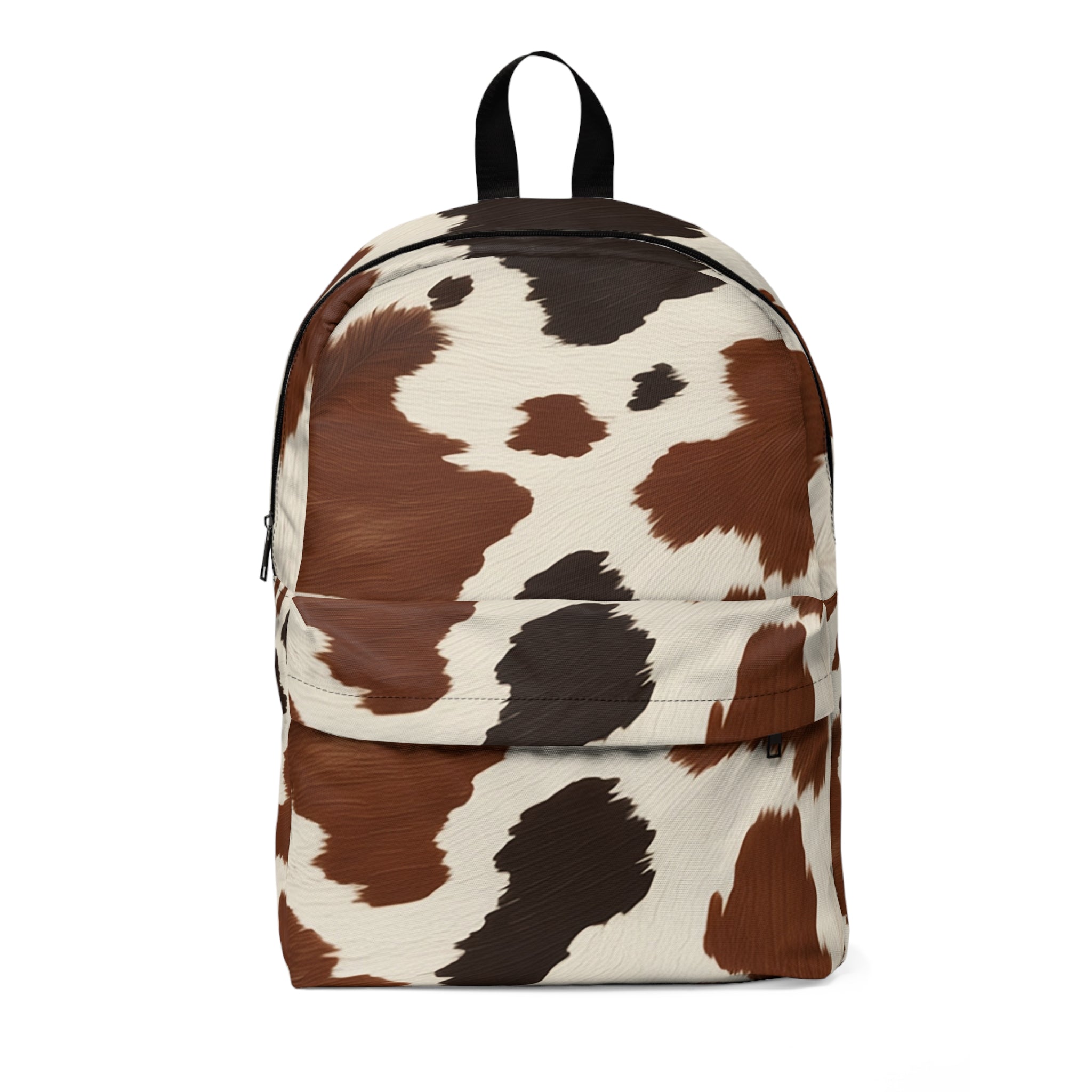 Printify Brown and White Cow Print Backpack 2025
