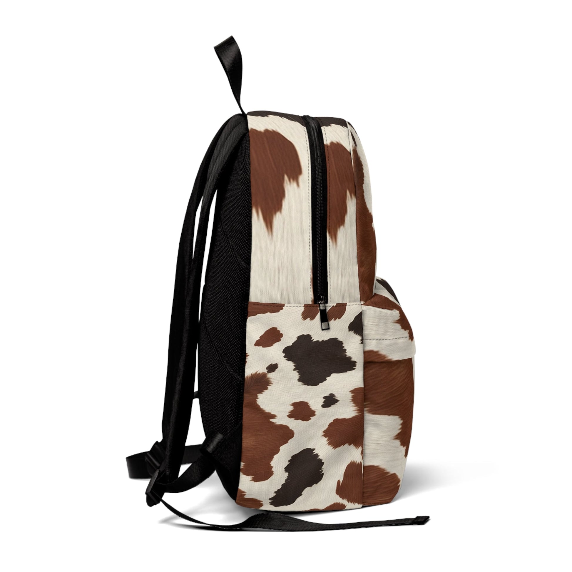 Printify Brown and White Cow Print Backpack 2025