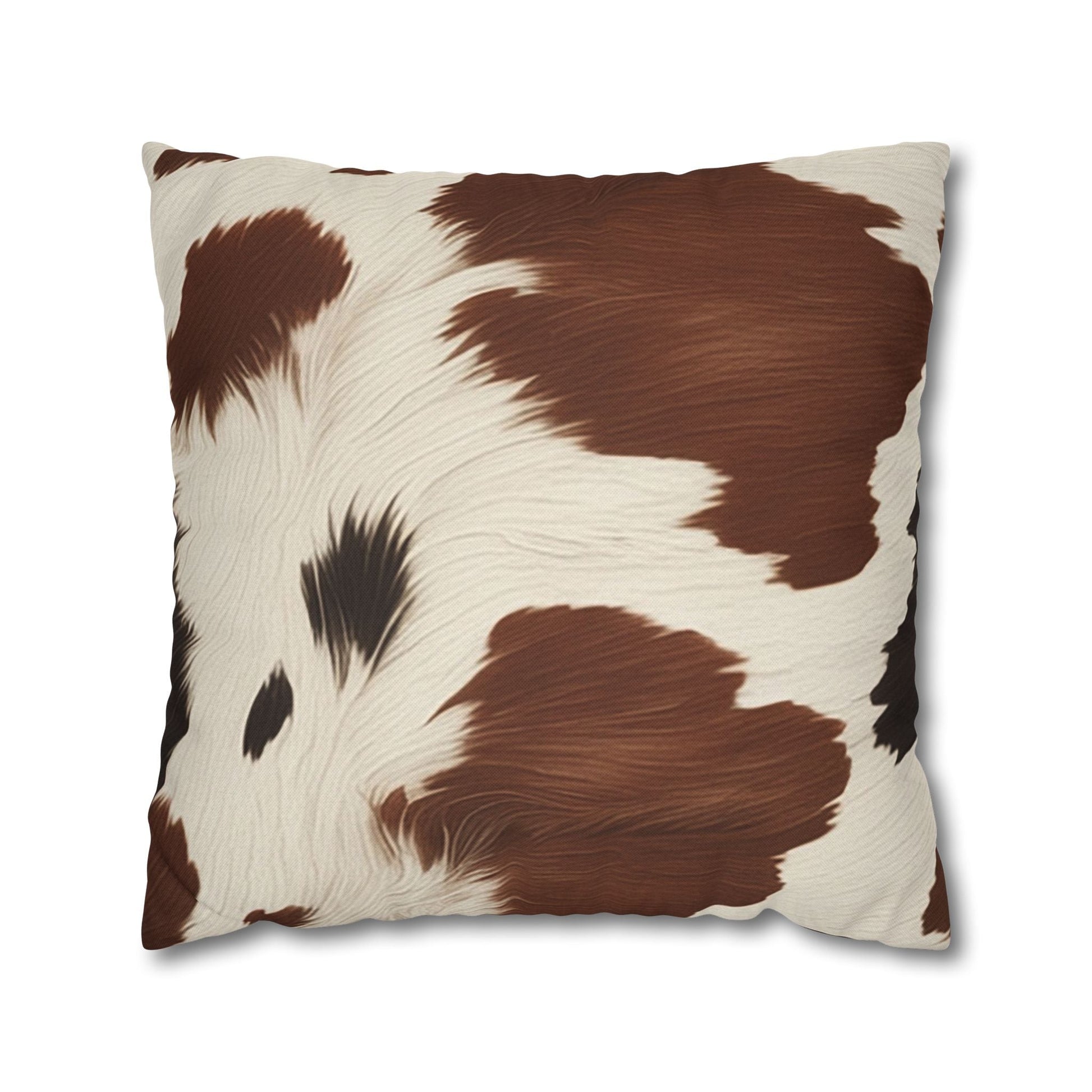 Brown and White Cowhide Throw Pillow, Artsulli - Art is Long, Life is Short, Home Decor, Size, 20" × 20", , , , , 25725353395551413655