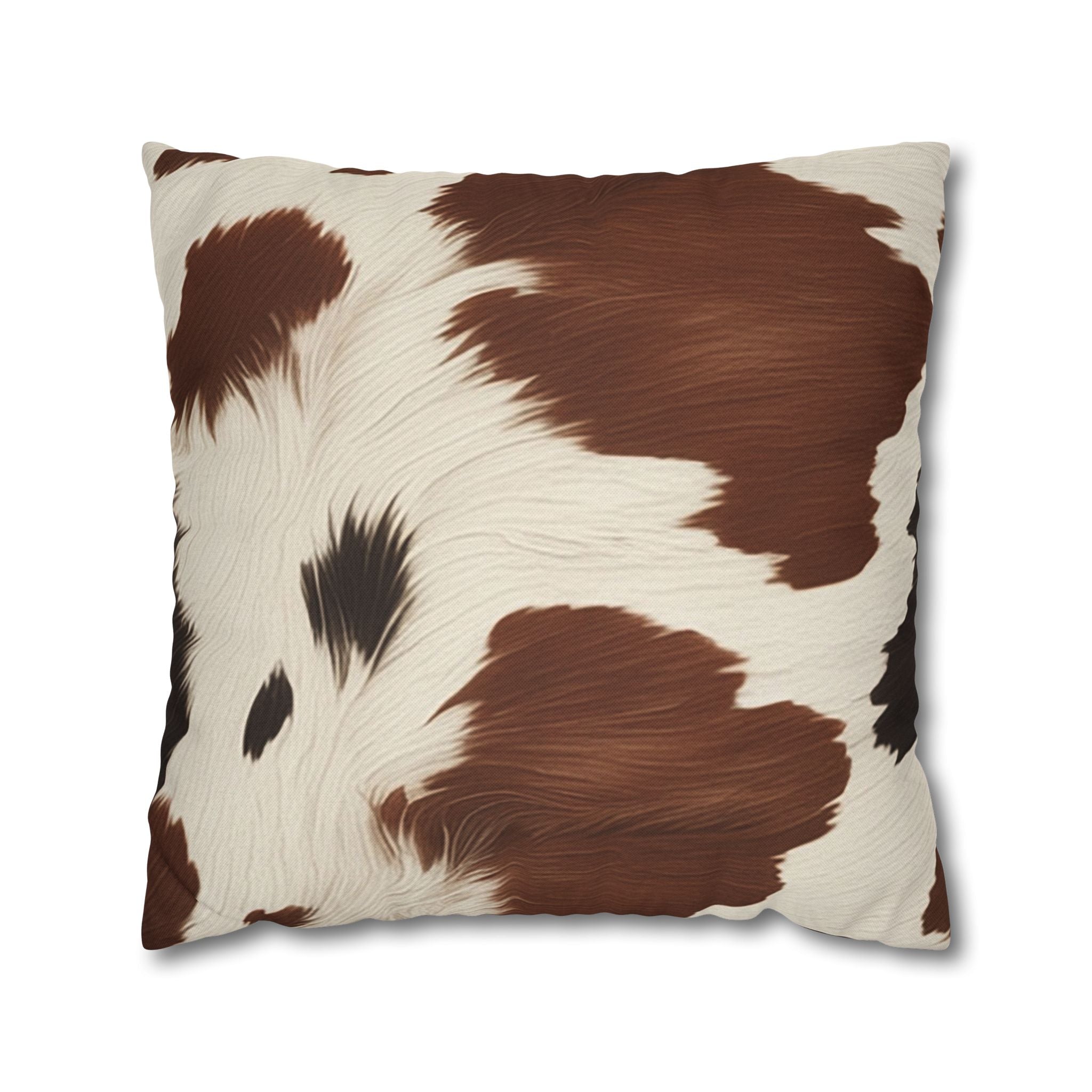 Brown and White Cowhide Throw Pillow, Artsulli - Art is Long, Life is Short, Home Decor, Size, 20" × 20", , , , , 25725353395551413655
