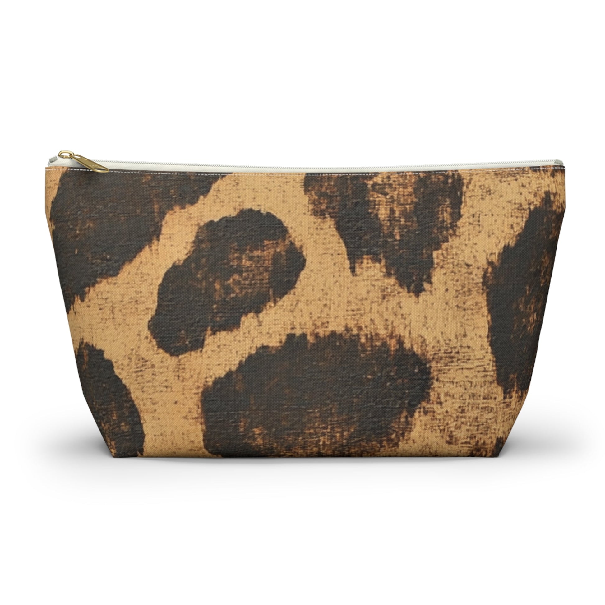 Brown Animal Print Makeup Bag, Artsulli - Art is Long, Life is Short, Bags, Size, Large, Color, White zipper, , , 13675789860217540498