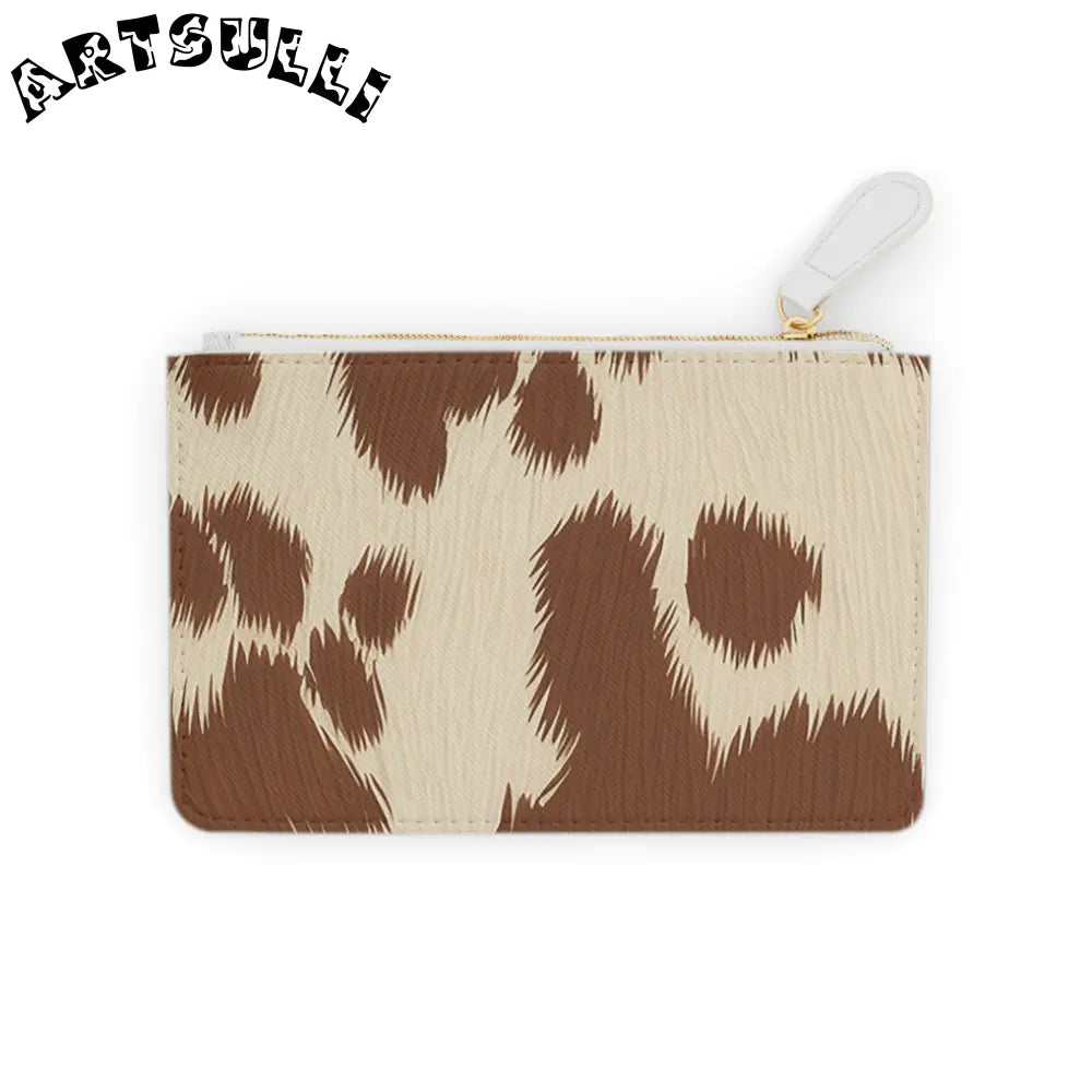 Brown Cow Print Clutch Bag, Artsulli - Art is Long, Life is Short, Bags, Size, 6.3” x 4”, Color, White, , , 26662339551725032332