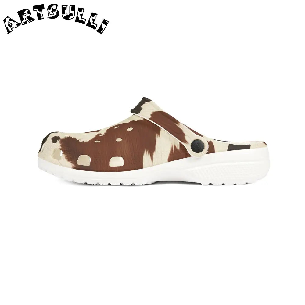 Brown Cow Print EVA Foam Clogs, Artsulli - Art is Long, Life is Short, Shoes, , , , , , , 