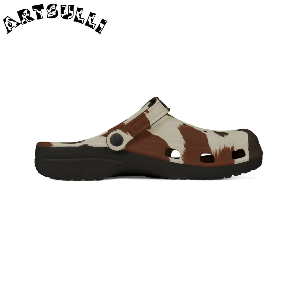Brown Cow Print EVA Foam Clogs, Artsulli - Art is Long, Life is Short, Shoes, , , , , , , 