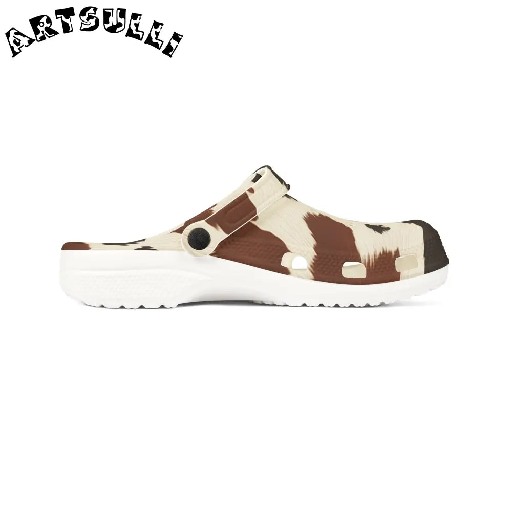 Brown Cow Print EVA Foam Clogs, Artsulli - Art is Long, Life is Short, Shoes, , , , , , , 