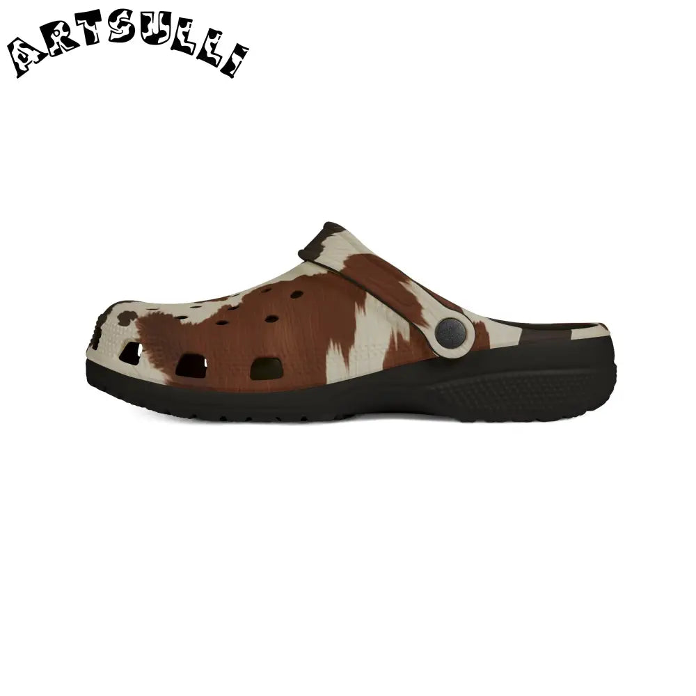 Brown Cow Print EVA Foam Clogs, Artsulli - Art is Long, Life is Short, Shoes, , , , , , , 
