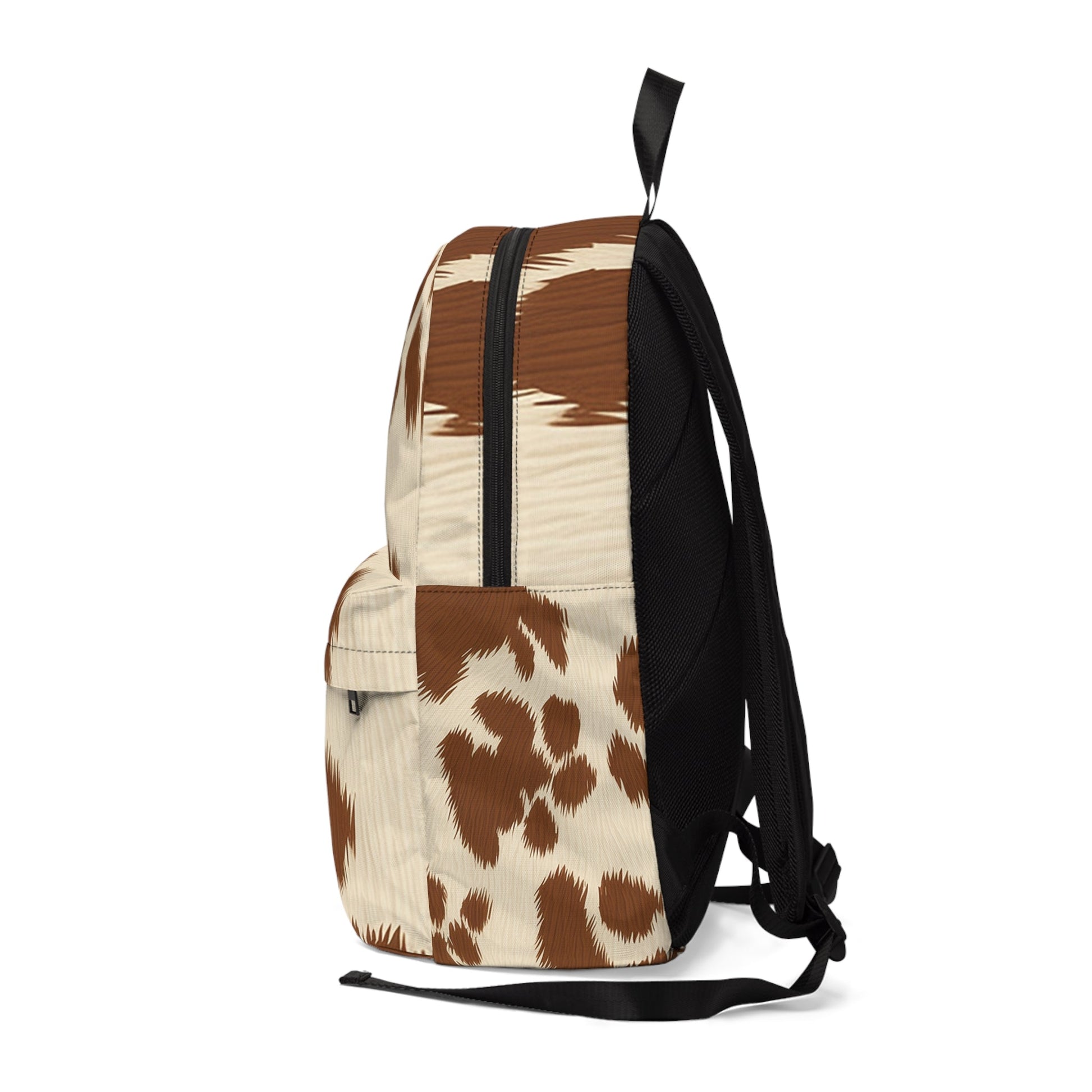 Printify Brown Cow Print Nylon Backpack 2025