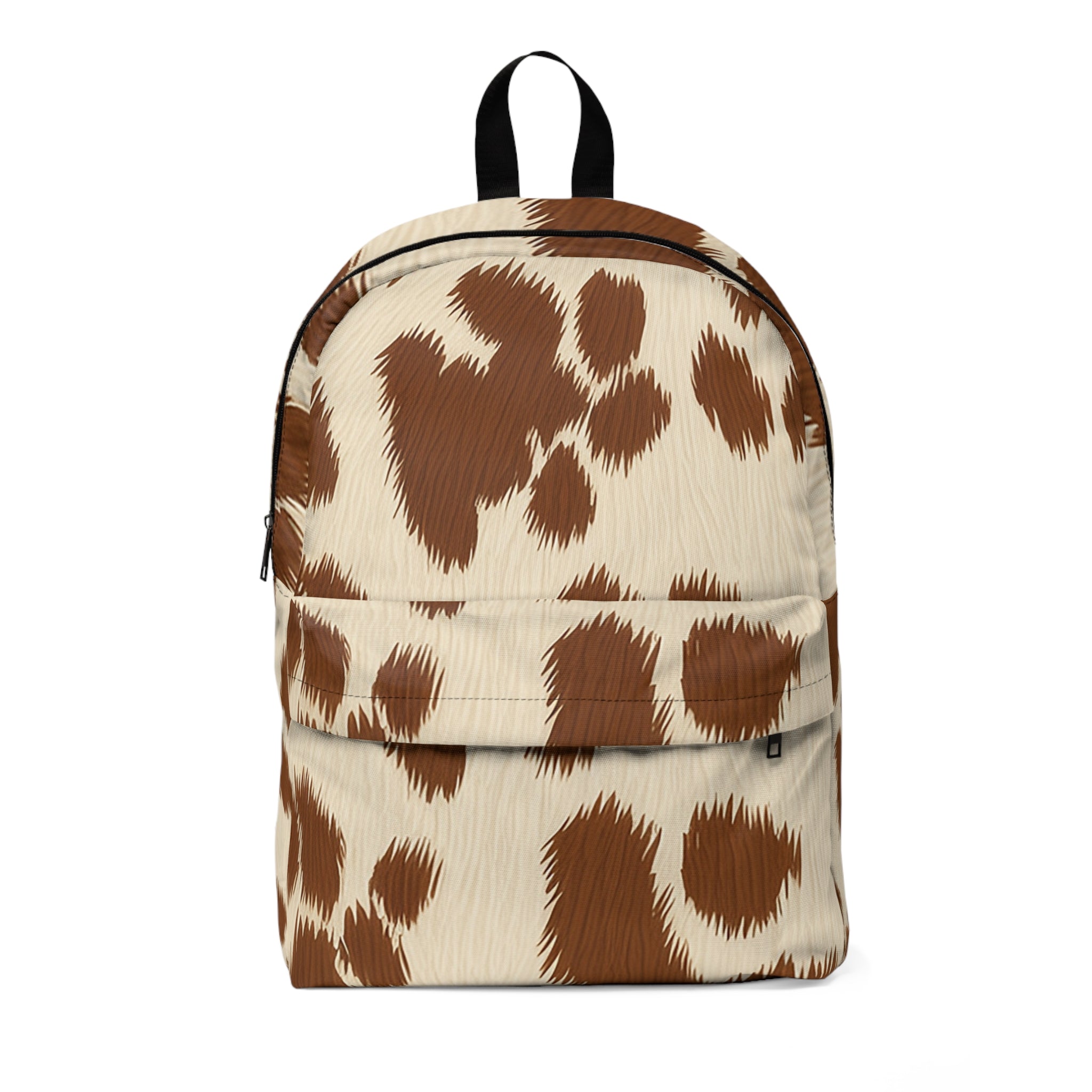 Printify Brown Cow Print Nylon Backpack 2025