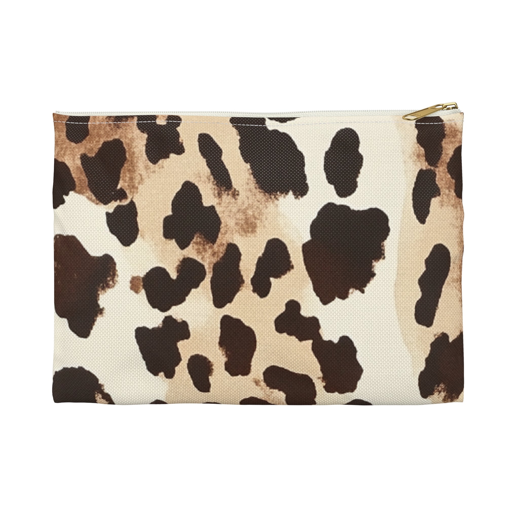 Brown Cow Print Zipper Pouch, Artsulli - Art is Long, Life is Short, Bags, Size, Small, Color, White zipper, , , 22718280875252294470