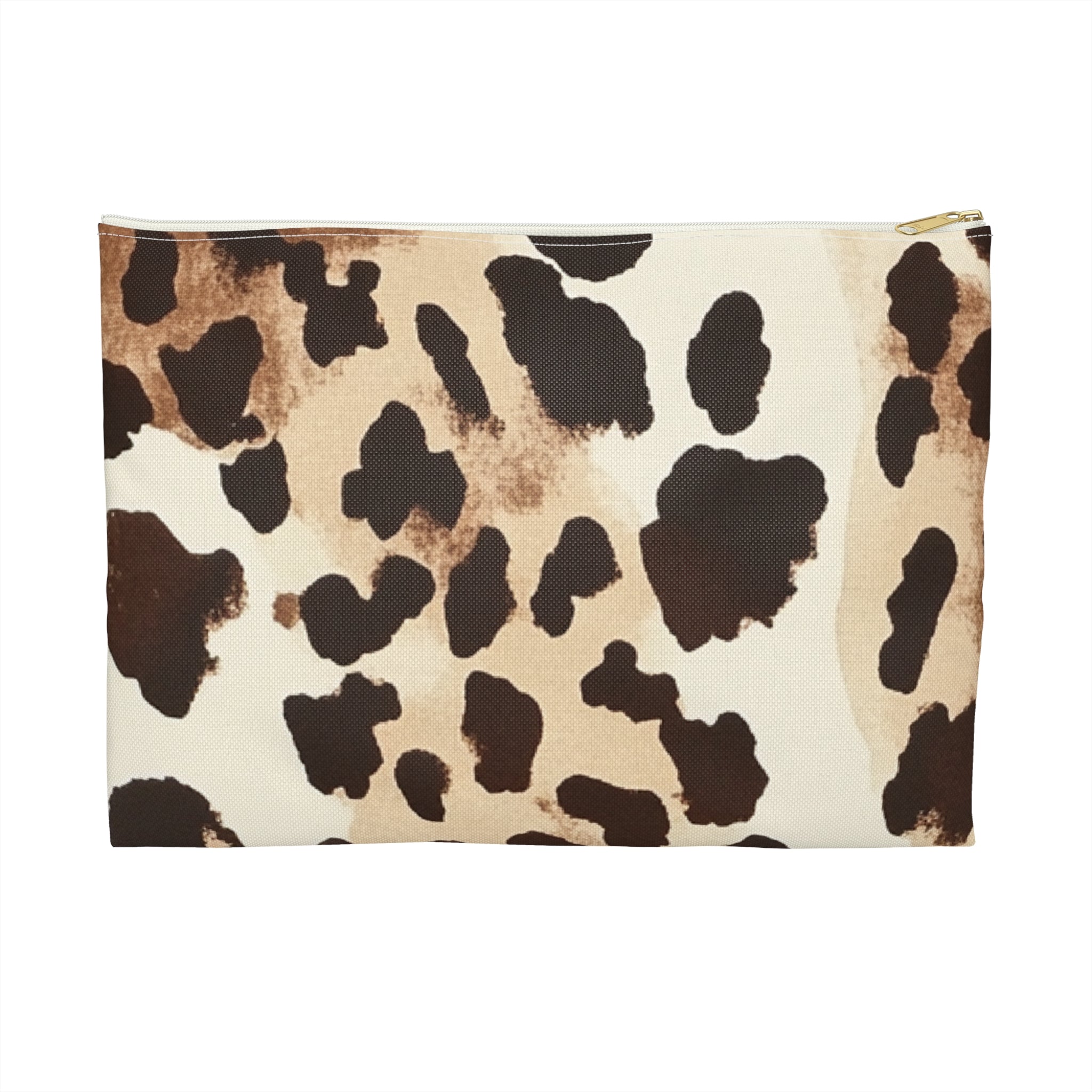 Brown Cow Print Zipper Pouch, Artsulli - Art is Long, Life is Short, Bags, Size, Large, Color, White zipper, , , 31003180166024504096