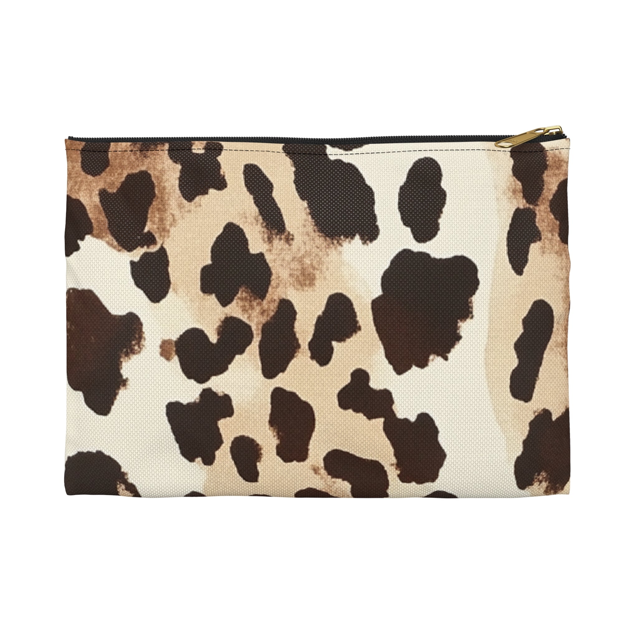 Brown Cow Print Zipper Pouch, Artsulli - Art is Long, Life is Short, Bags, Size, Small, Color, Black zipper, , , 15336137716793367122