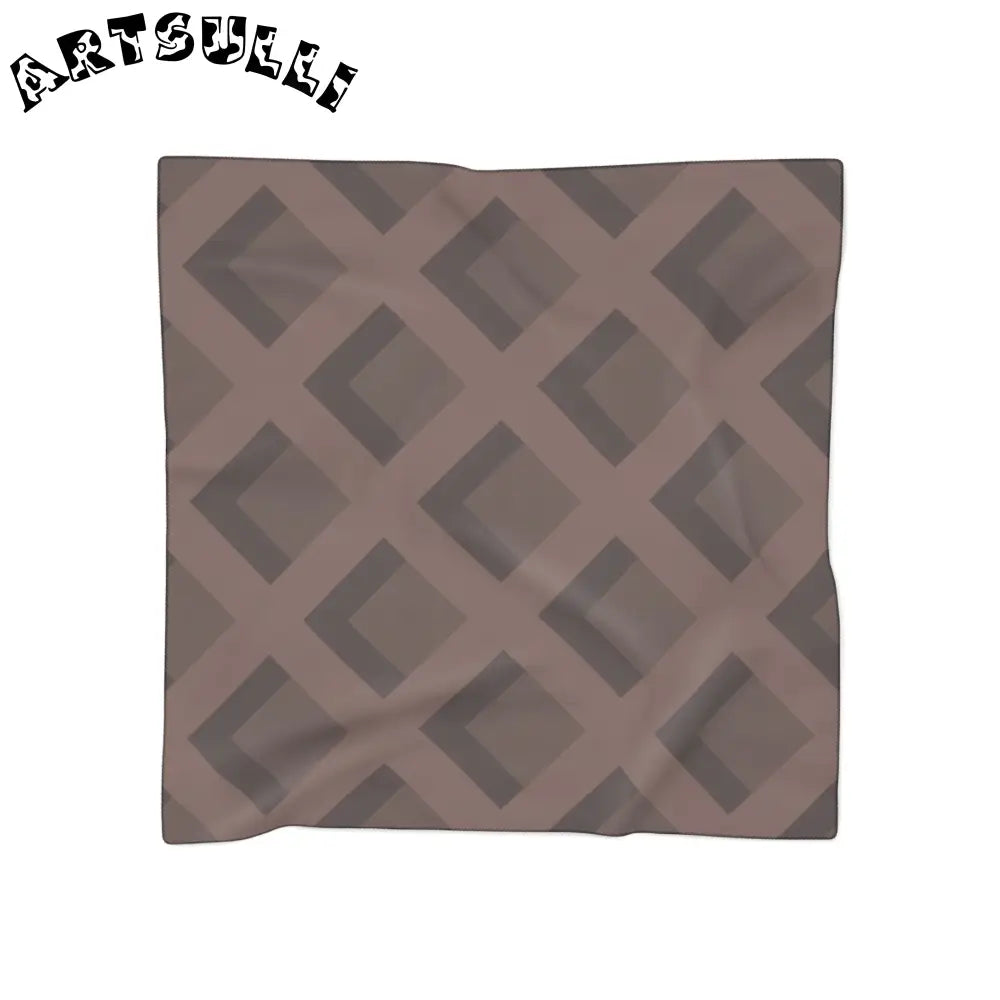 Brown Diamond Pattern Sheer Scarf, Artsulli - Art is Long, Life is Short, Accessories, Color, Poly chiffon, Size, 25" × 25", , , 32627210466526899191