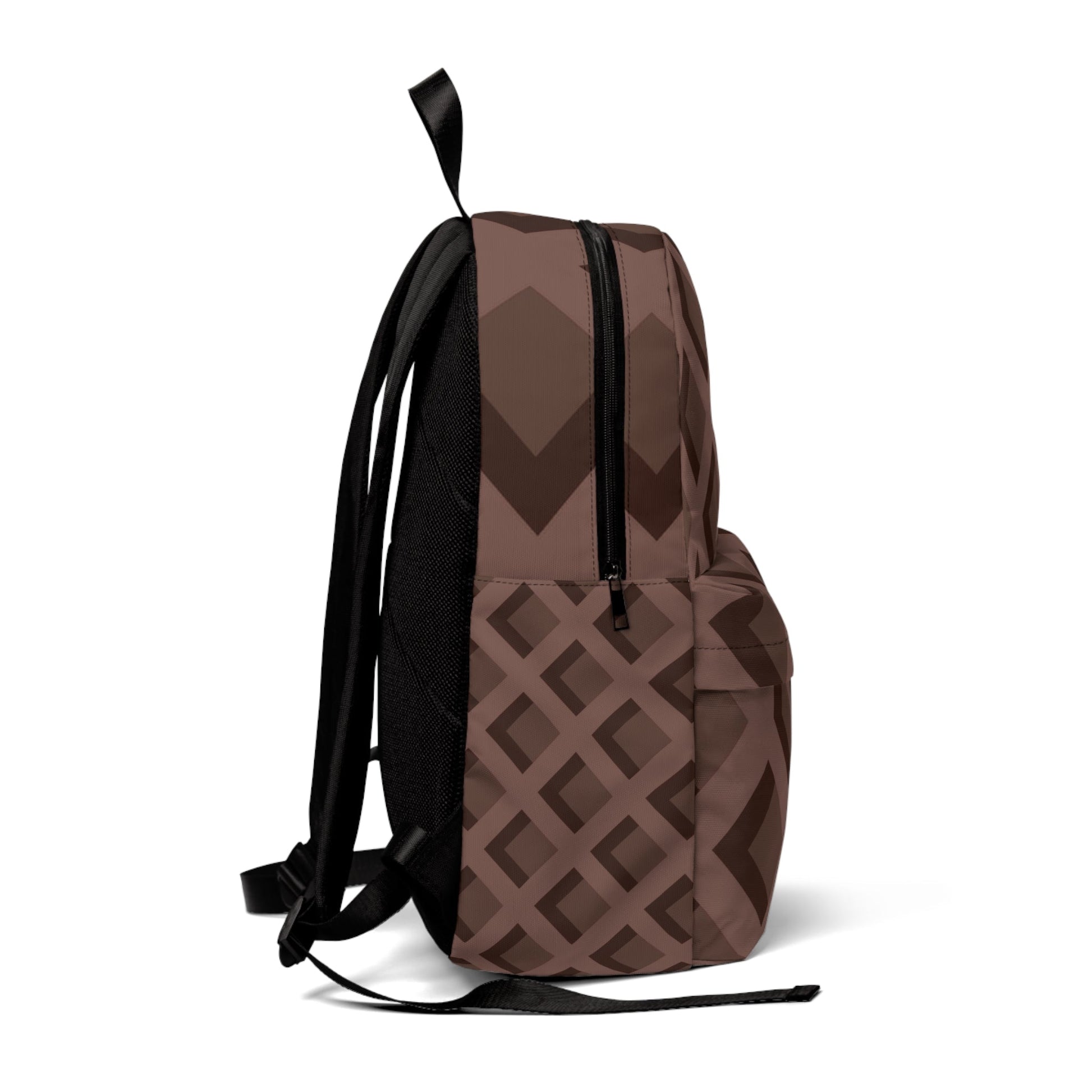 Brown Geometric Diamond Backpack, Artsulli - Art is Long, Life is Short, Bags, , , , , , , 