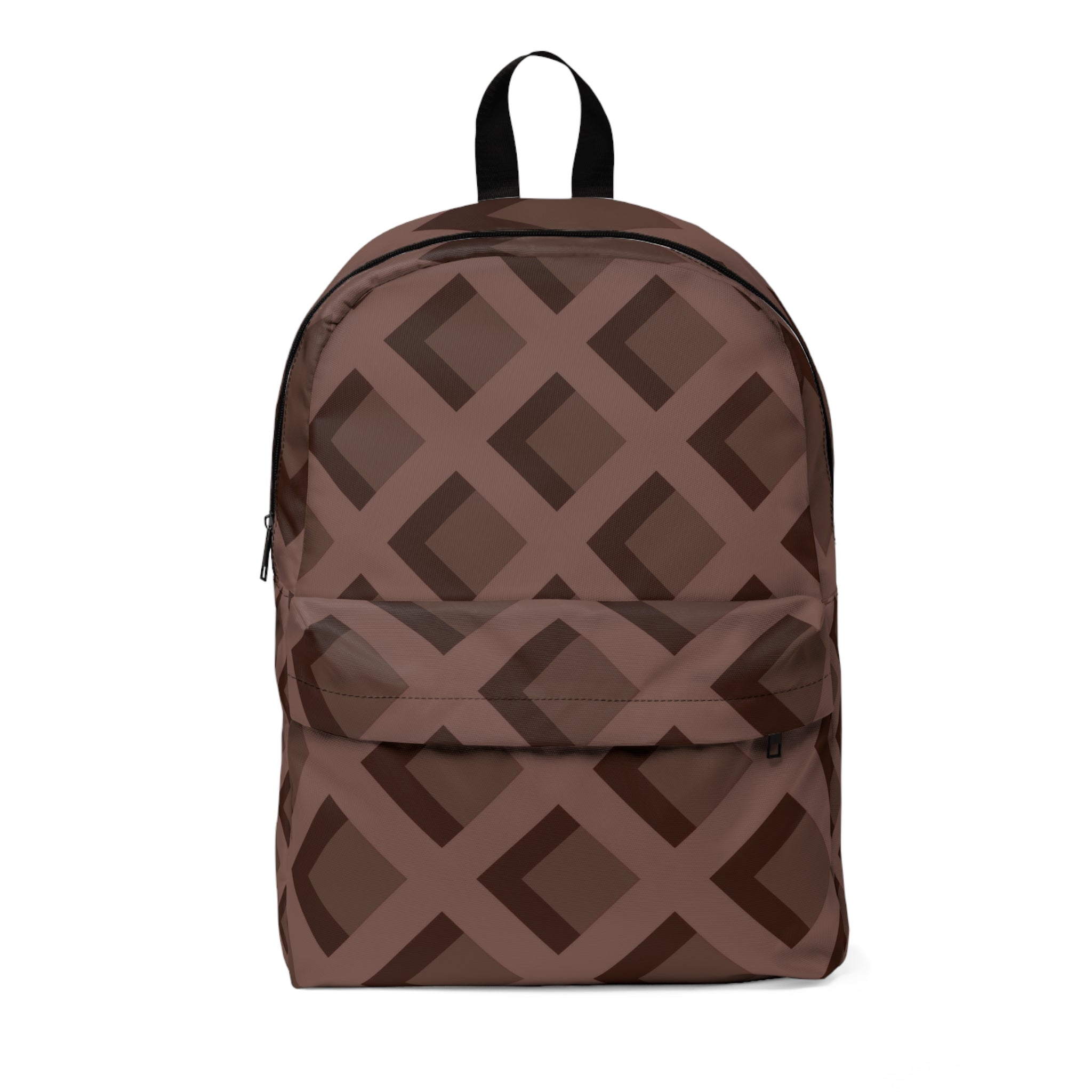 Brown Geometric Diamond Backpack, Artsulli - Art is Long, Life is Short, Bags, Size, One size, , , , , 15608019879002995502
