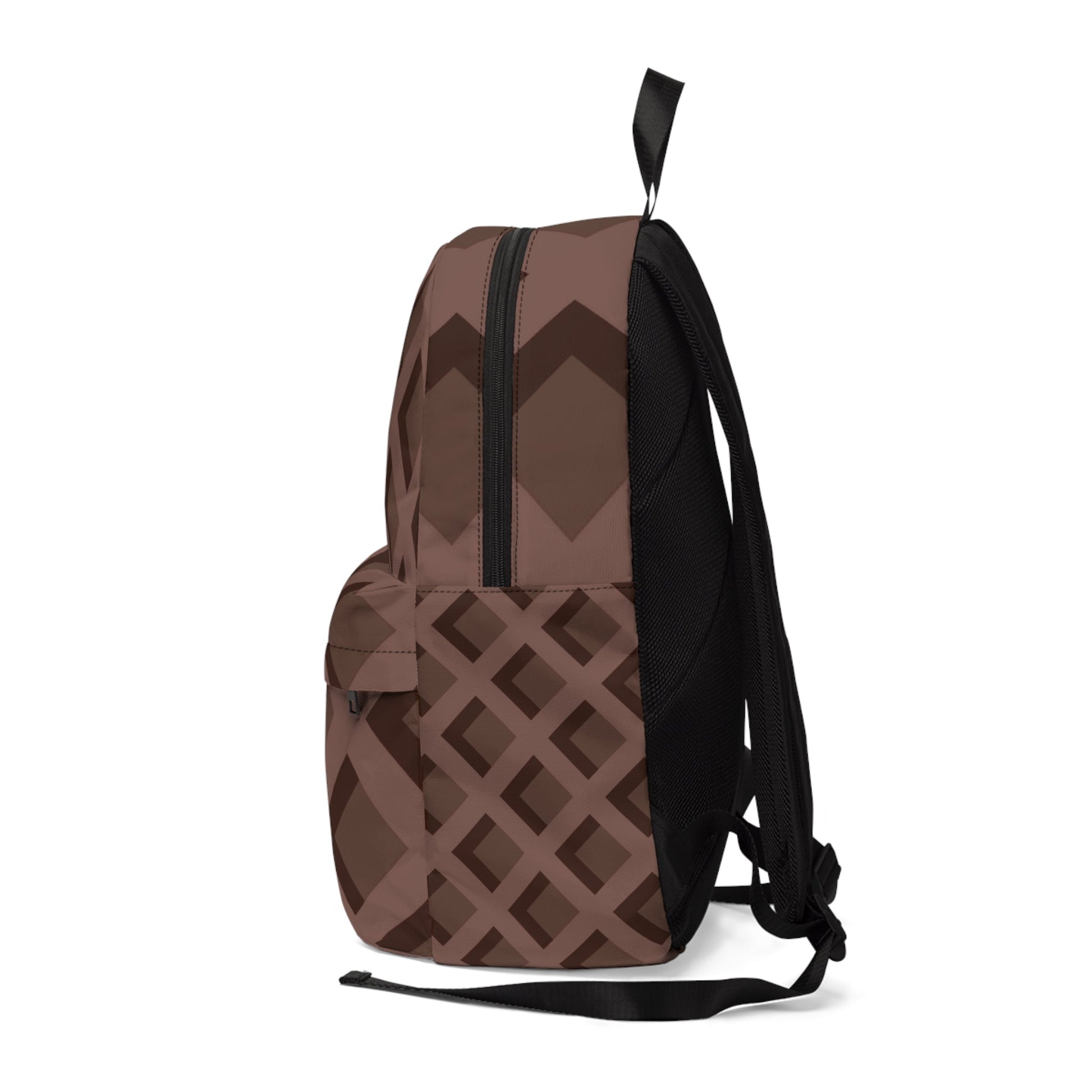 Brown Geometric Diamond Backpack, Artsulli - Art is Long, Life is Short, Bags, , , , , , , 