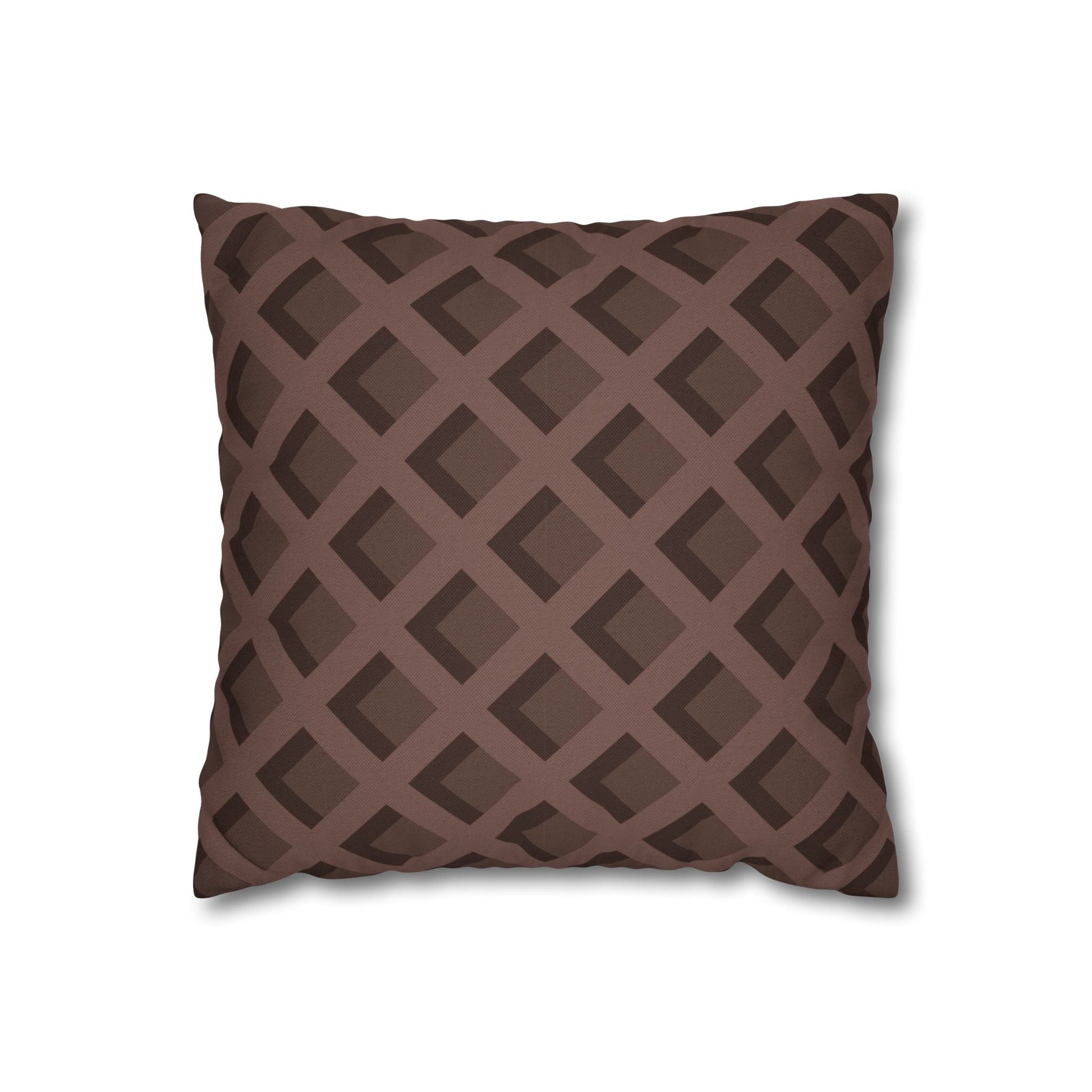 Brown Geometric Diamond Pillow, Artsulli - Art is Long, Life is Short, Home Decor, Size, 14" × 14", , , , , 19850937879151972423