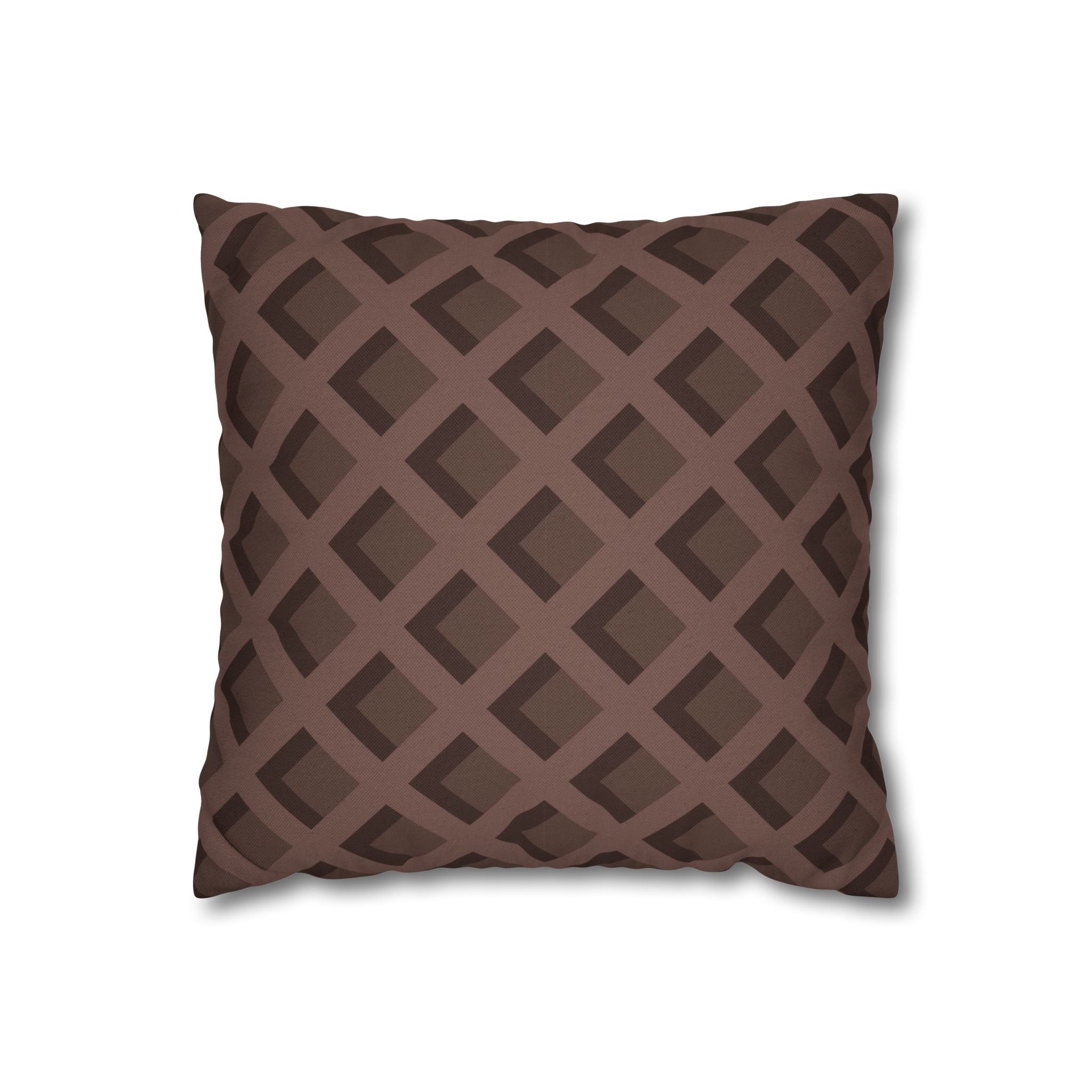 Brown Geometric Diamond Pillow, Artsulli - Art is Long, Life is Short, Home Decor, Size, 14" × 14", , , , , 19850937879151972423