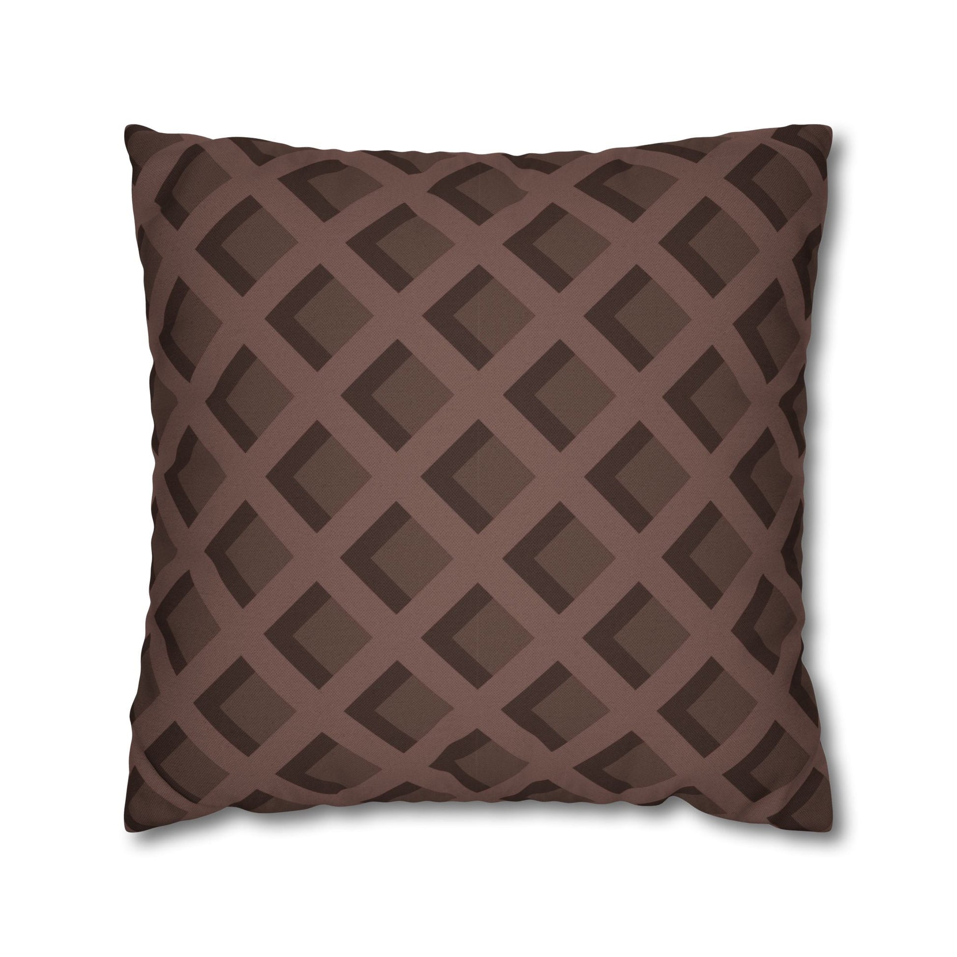 Brown Geometric Diamond Pillow, Artsulli - Art is Long, Life is Short, Home Decor, Size, 20" × 20", , , , , 78447509941630092674