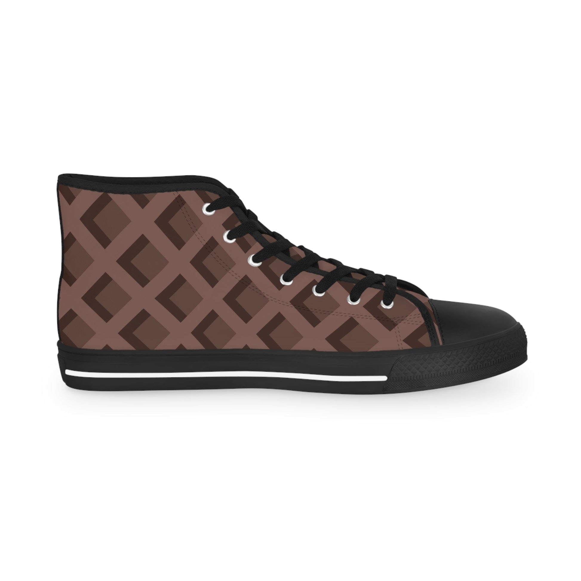 Printify Brown Geometric High-Top Canvas Sneakers 2025