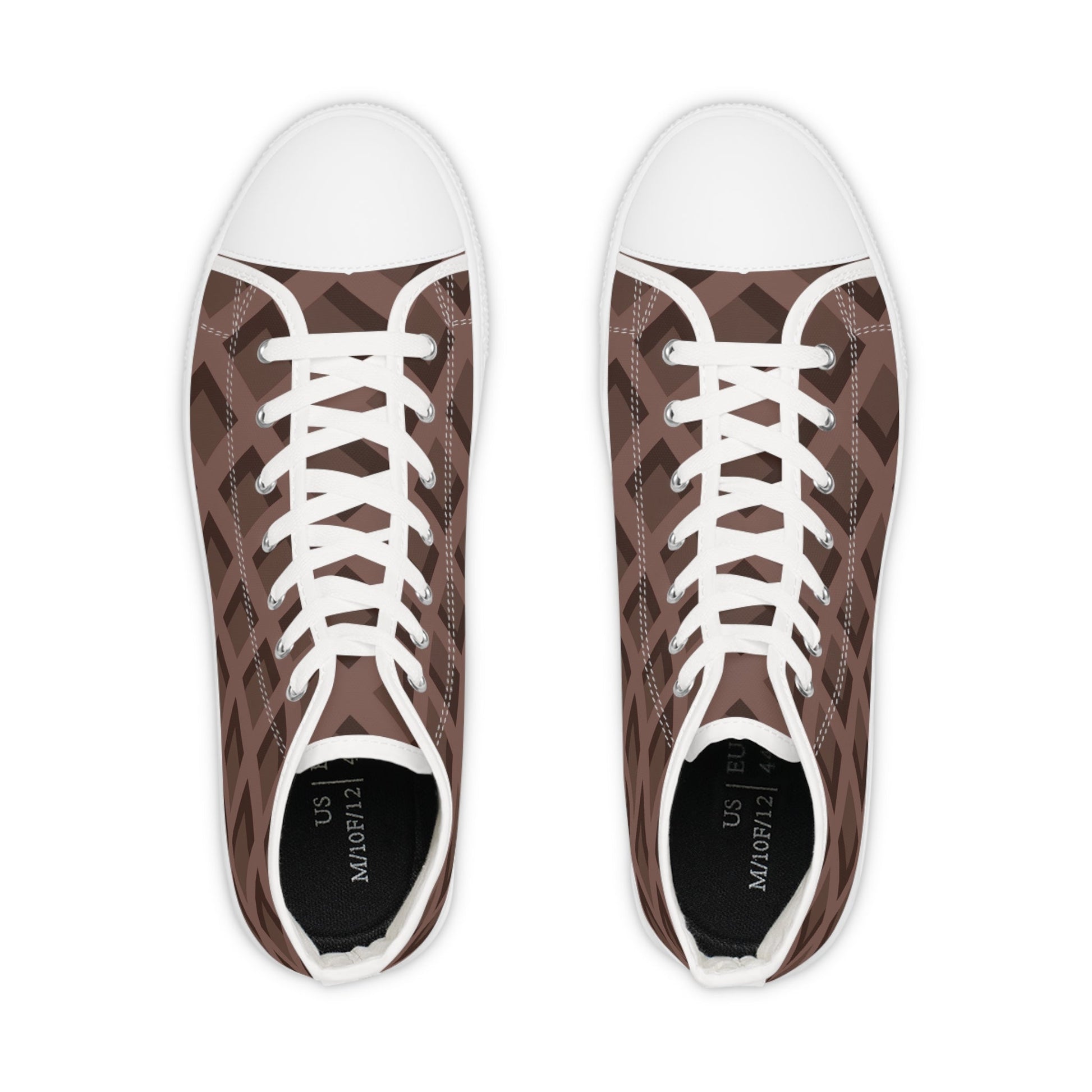 Printify Brown Geometric High-Top Canvas Sneakers 2025