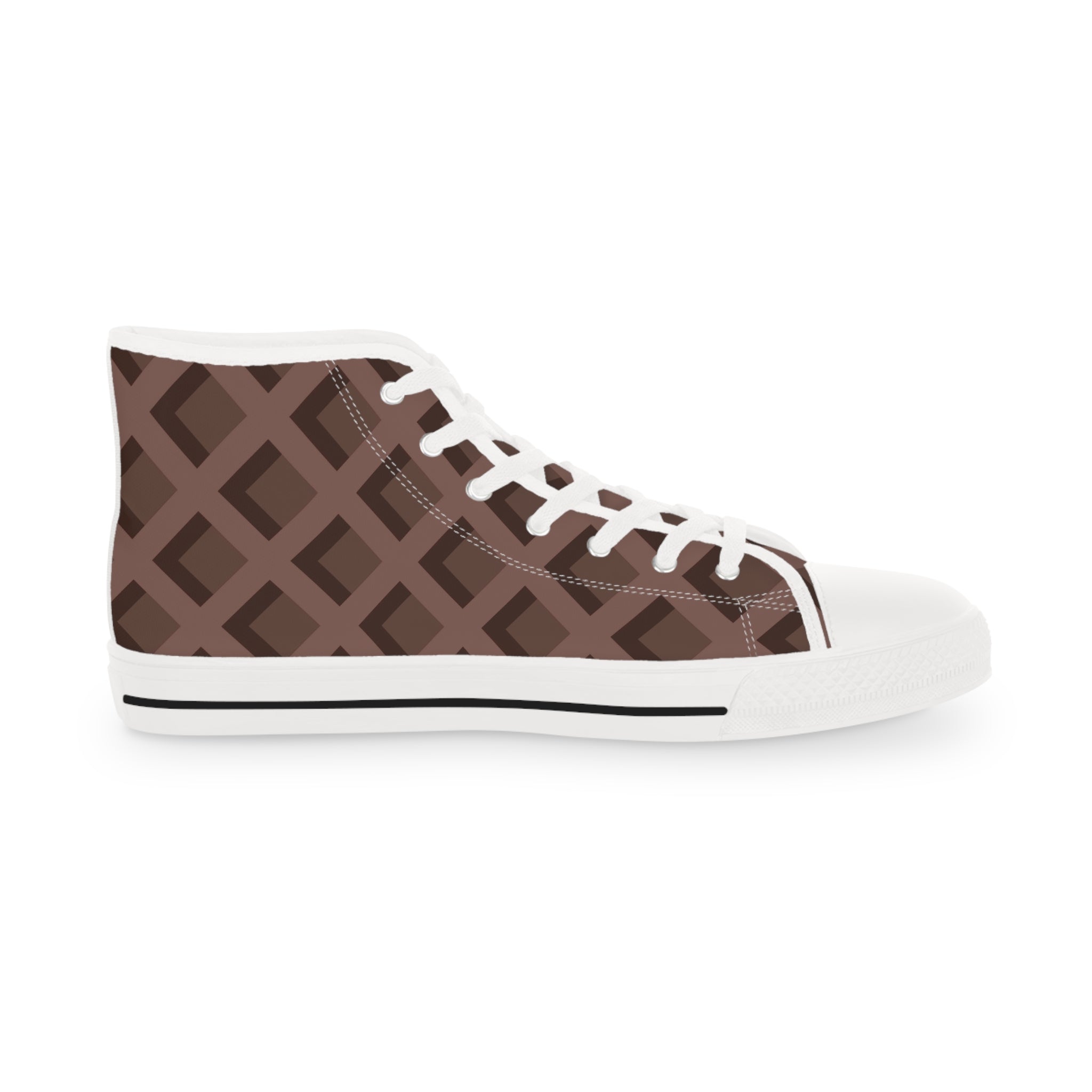 Printify Brown Geometric High-Top Canvas Sneakers 2025