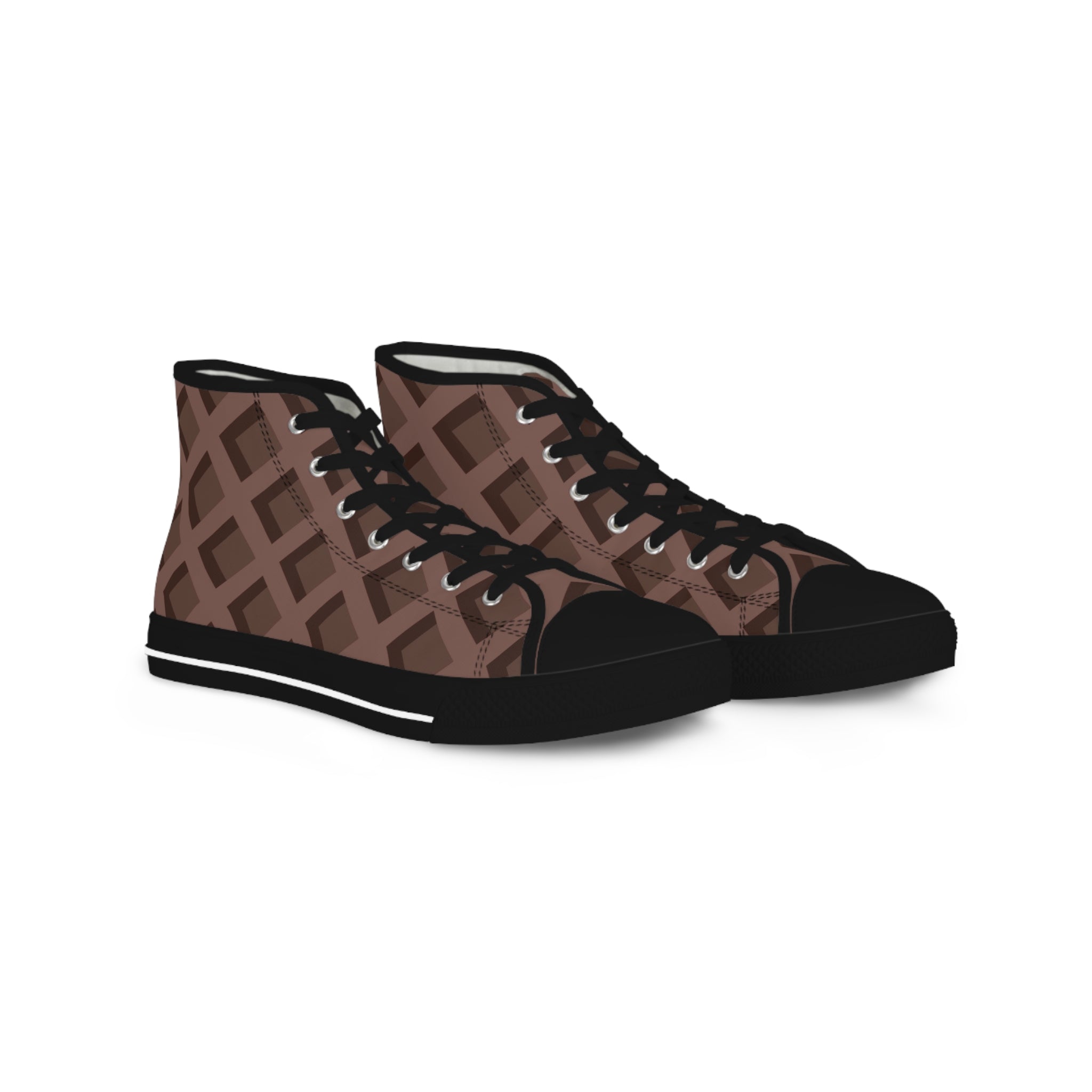 Printify Brown Geometric High-Top Canvas Sneakers 2025