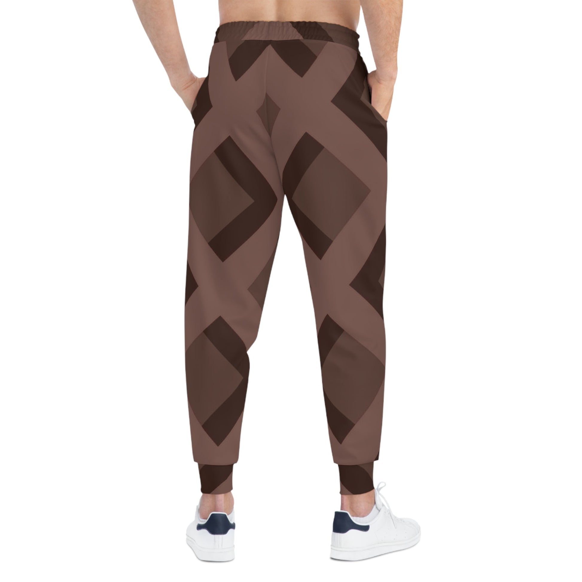 Brown Geometric Pattern Joggers, Artsulli - Art is Long, Life is Short, All Over Prints, , , , , , , 