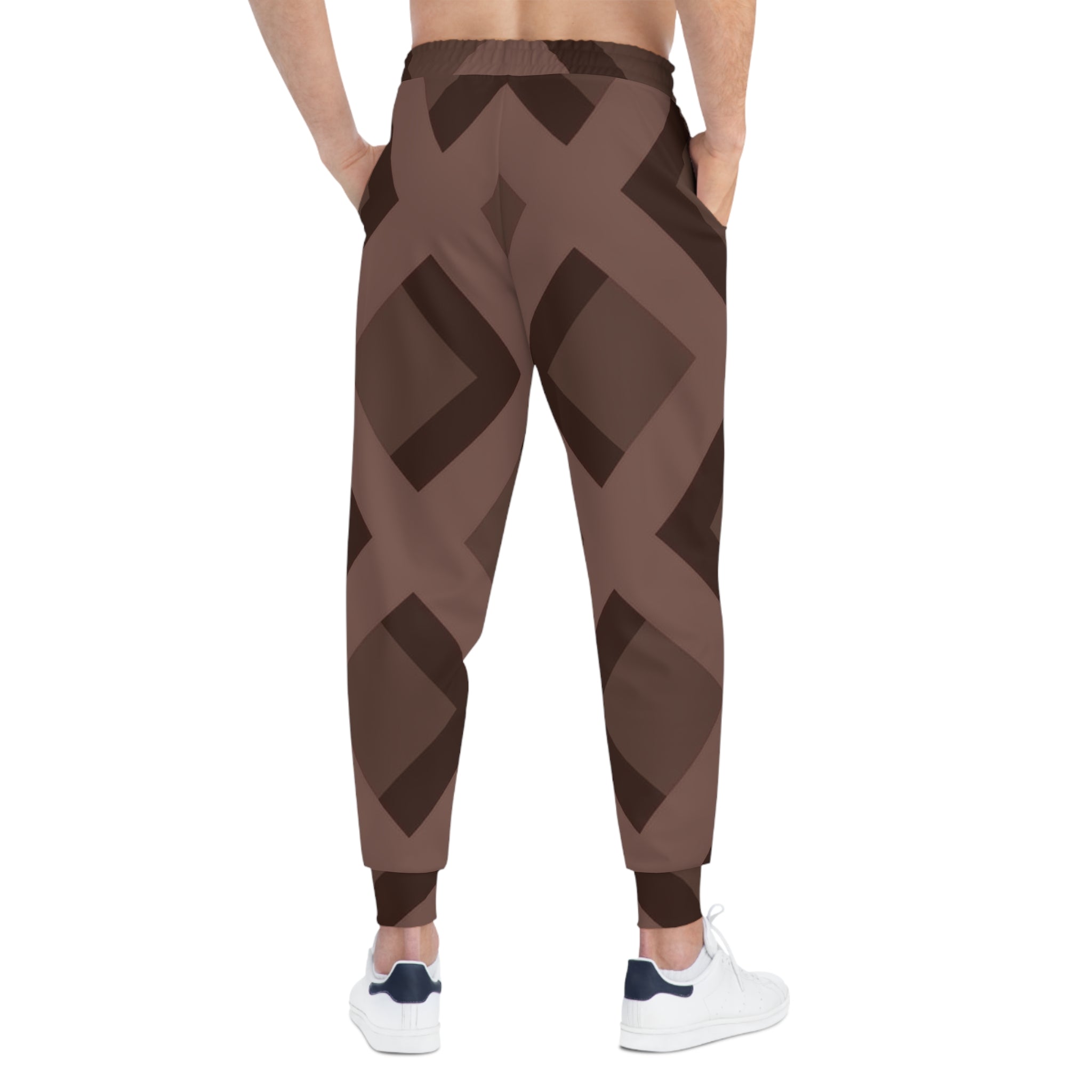 Brown Geometric Pattern Joggers, Artsulli - Art is Long, Life is Short, All Over Prints, , , , , , , 