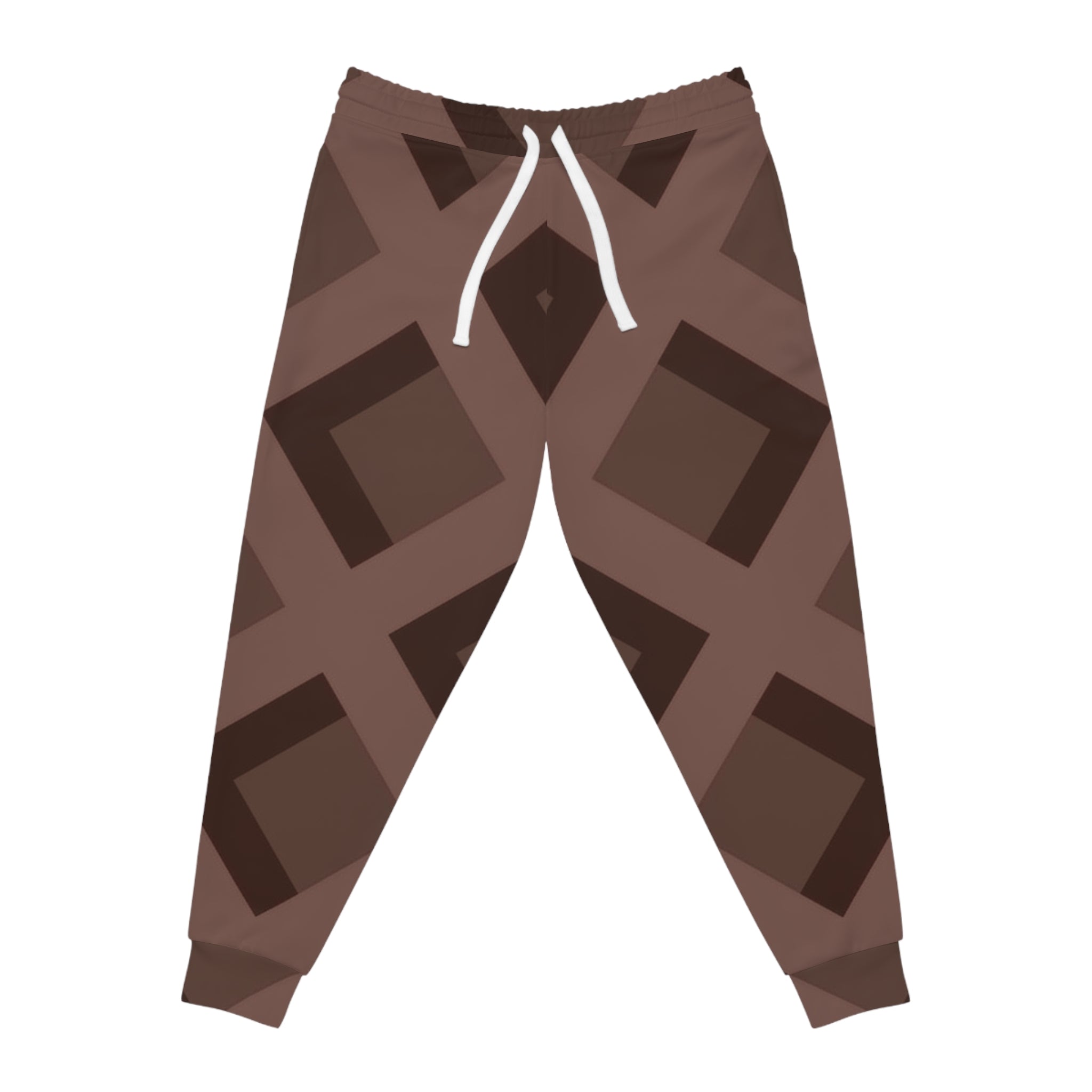Brown Geometric Pattern Joggers, Artsulli - Art is Long, Life is Short, All Over Prints, Size, S, Color, Seam thread color automatically matched to design, , , 26002298651560071056