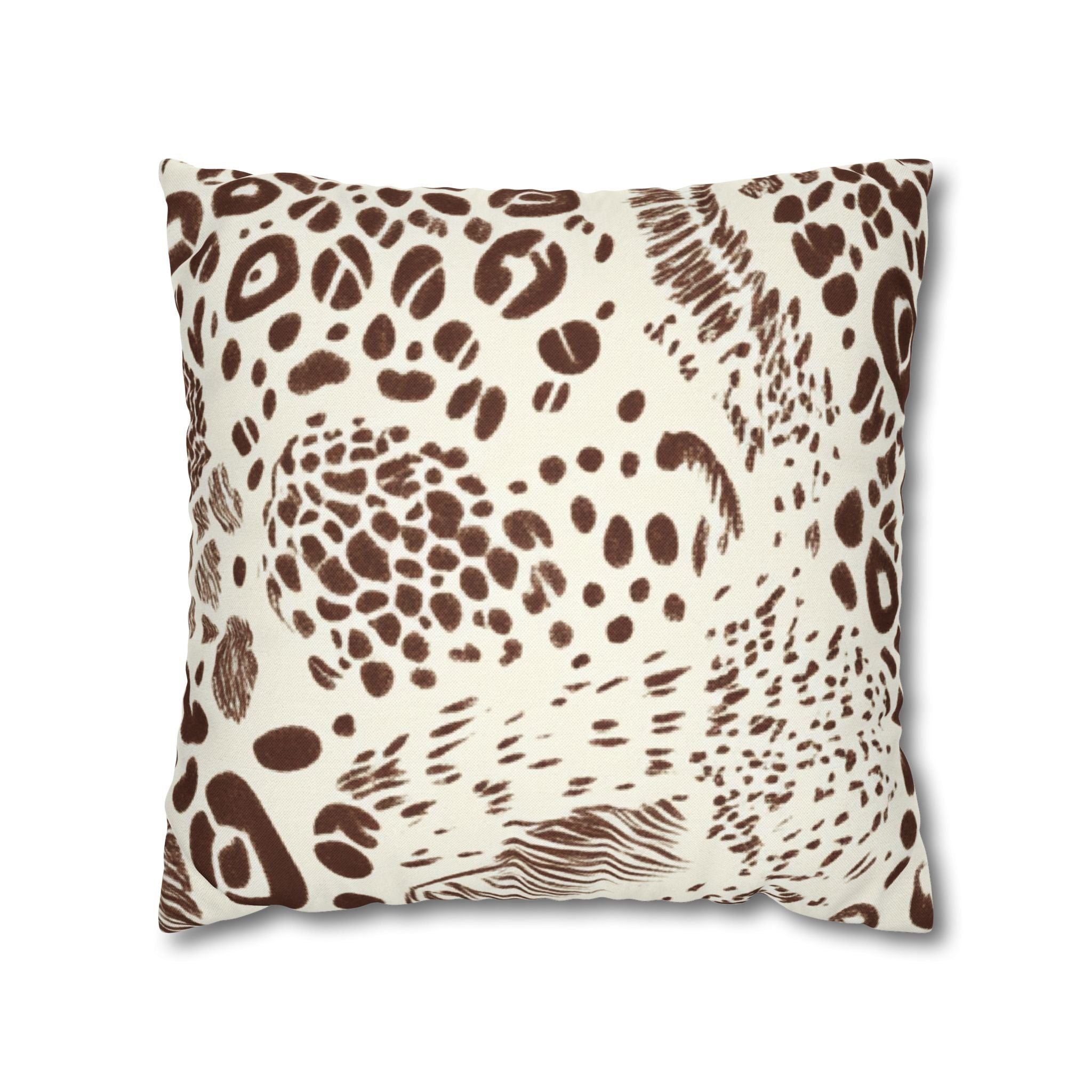 Brown Leopard Print Throw Pillow, Artsulli - Art is Long, Life is Short, Home Decor, Size, 18" × 18", , , , , 17824697737636017258