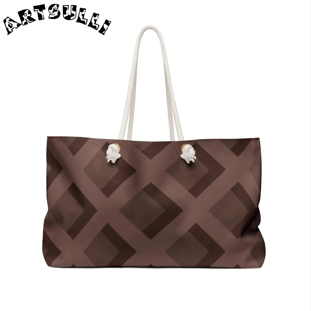 Brown Patterned Weekender Tote, Artsulli - Art is Long, Life is Short, Bags, , , , , , , 