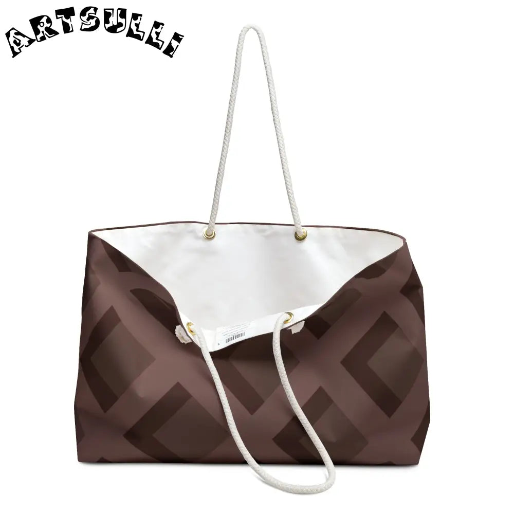 Brown Patterned Weekender Tote, Artsulli - Art is Long, Life is Short, Bags, , , , , , , 