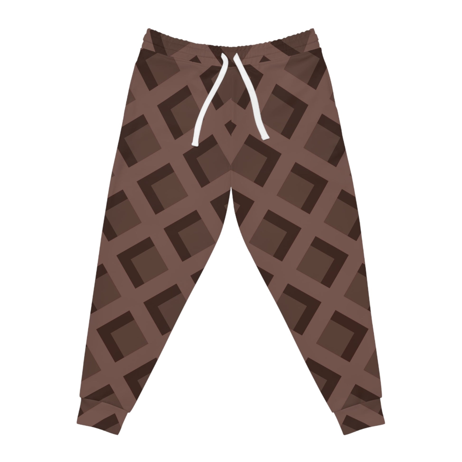 Brown Waffle Pattern Joggers, Artsulli - Art is Long, Life is Short, All Over Prints, Size, S, Color, Seam thread color automatically matched to design, , , 29535790982207785775