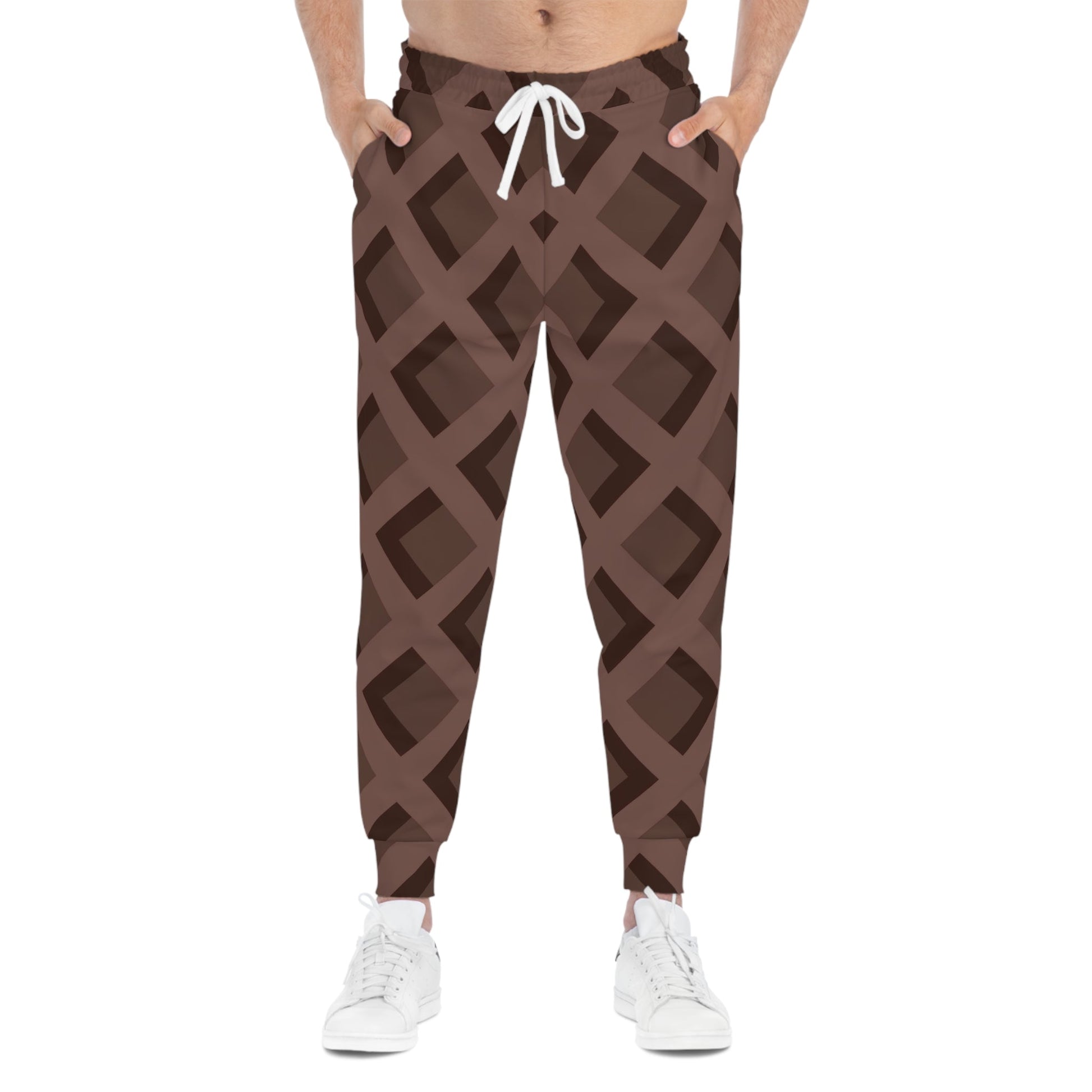 Brown Waffle Pattern Joggers, Artsulli - Art is Long, Life is Short, All Over Prints, , , , , , , 