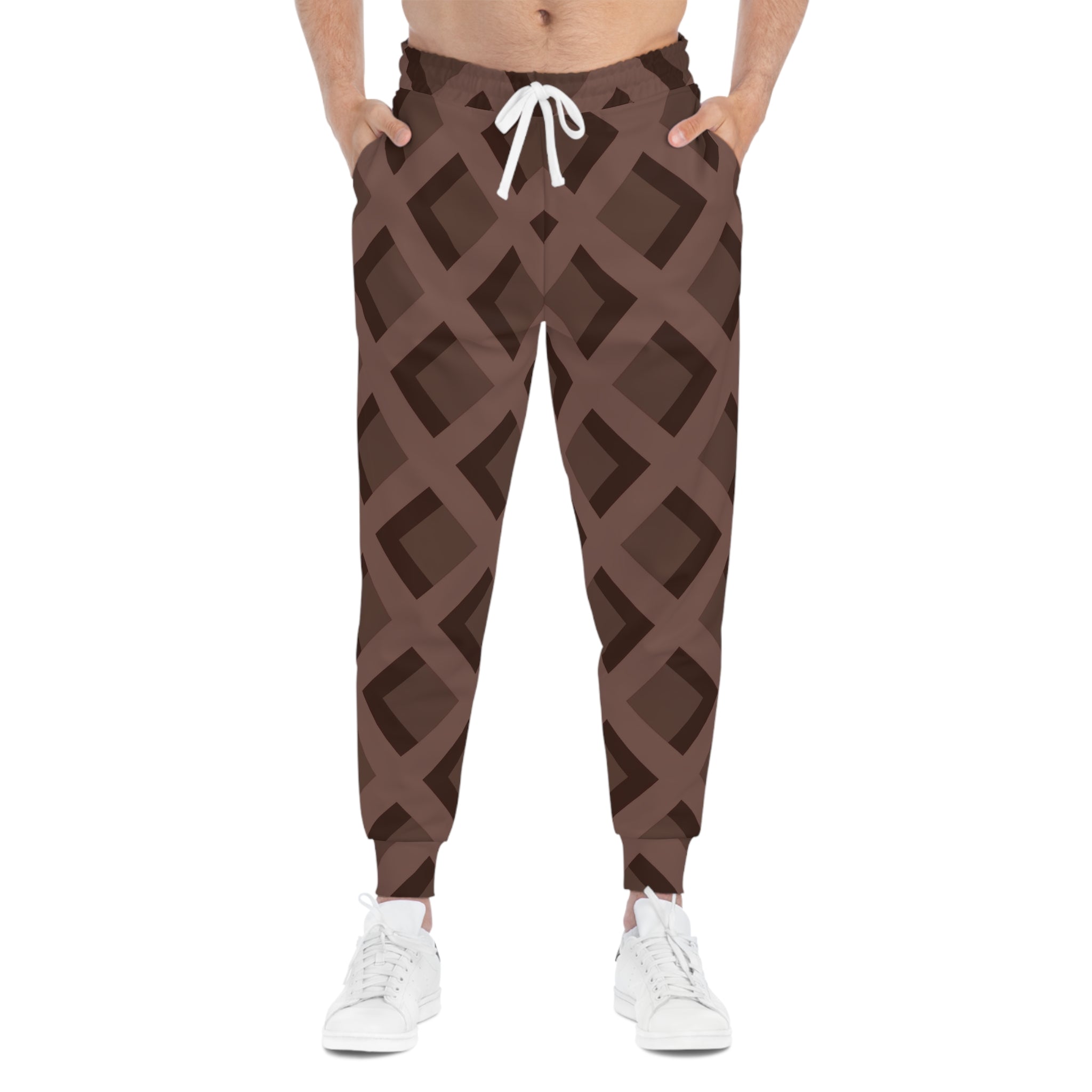 Brown Waffle Pattern Joggers, Artsulli - Art is Long, Life is Short, All Over Prints, , , , , , , 