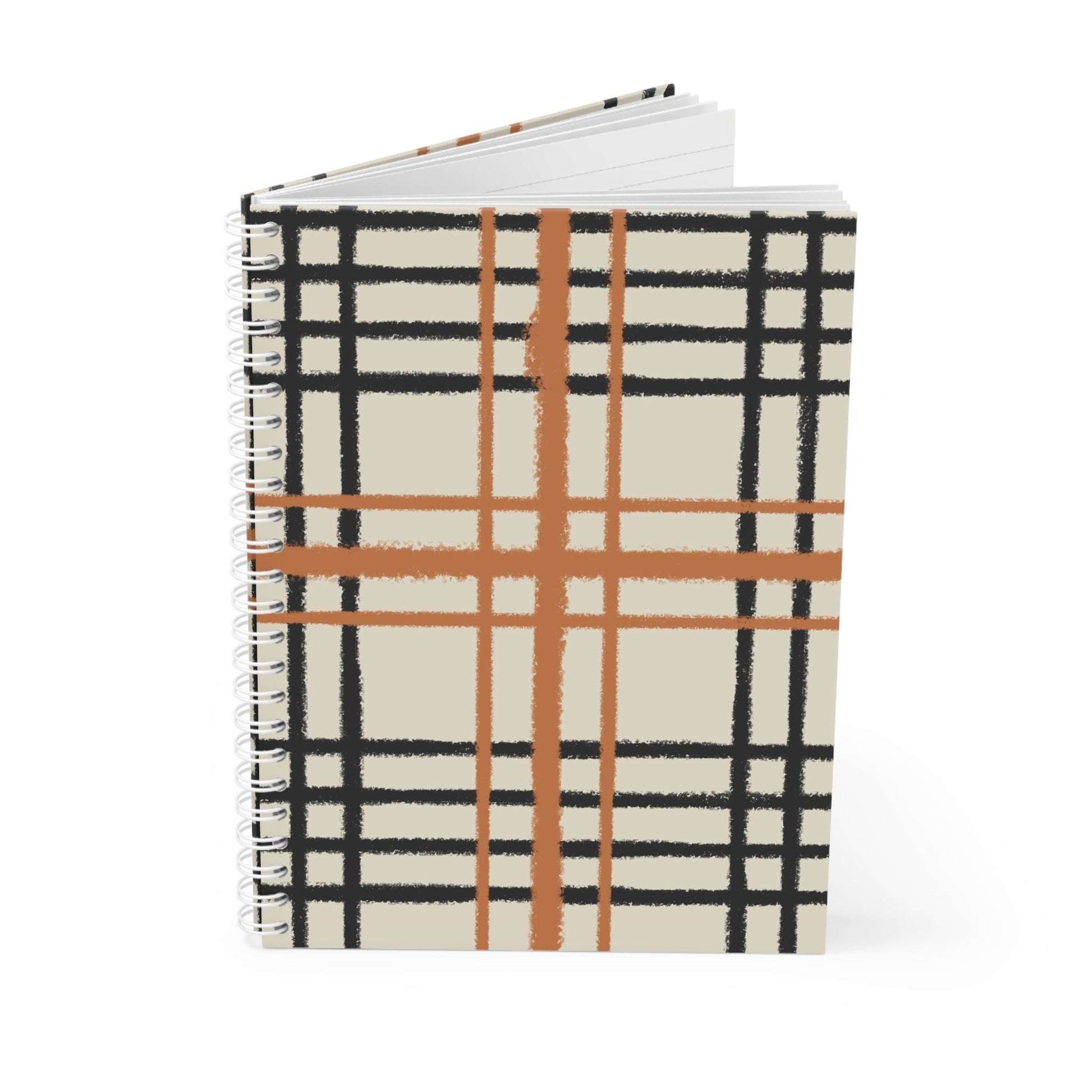 JAKKOUTTHEBXX Burnt Orange Plaid Wide-Ruled Spiral Notebook 2025