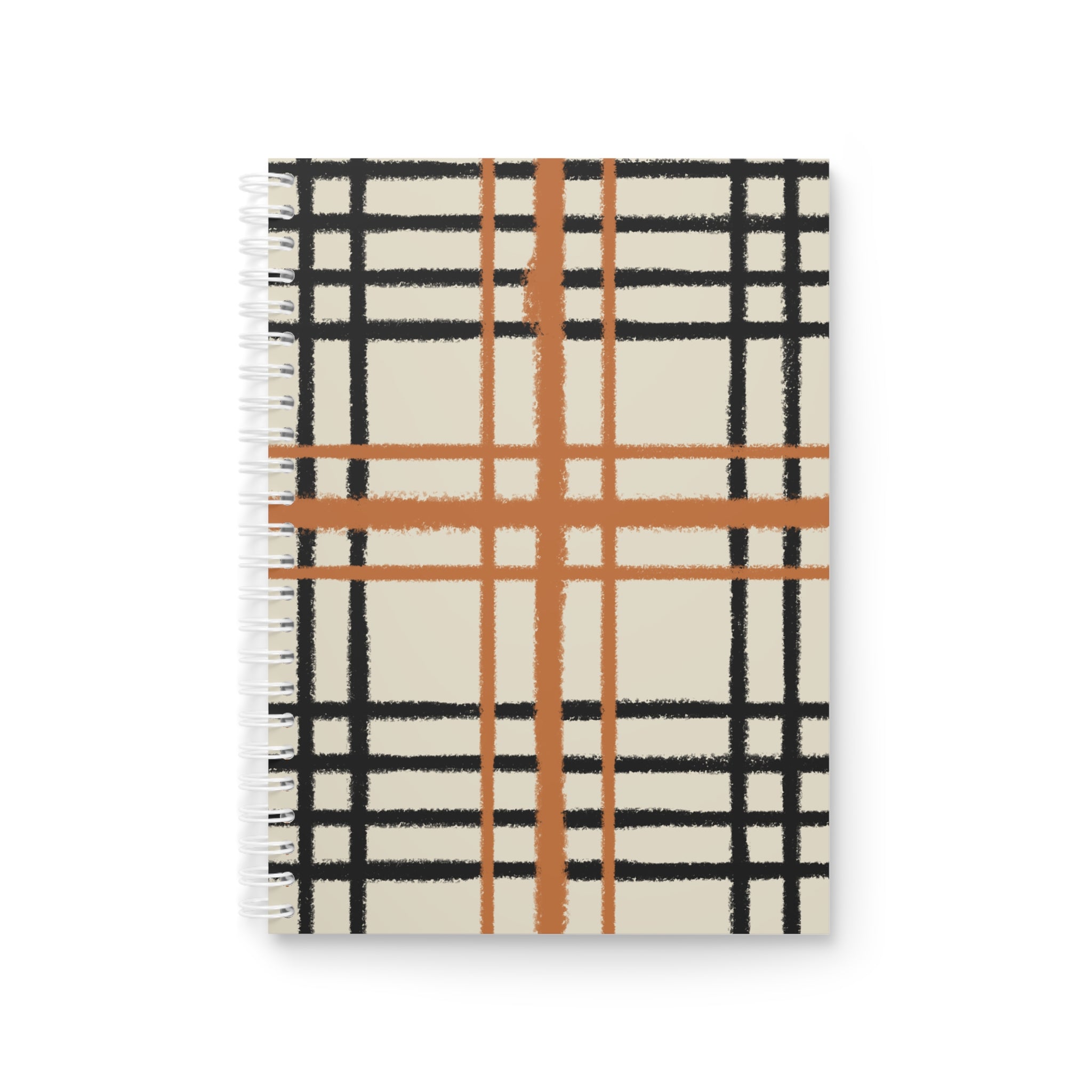 JAKKOUTTHEBXX Burnt Orange Plaid Wide-Ruled Spiral Notebook 2025