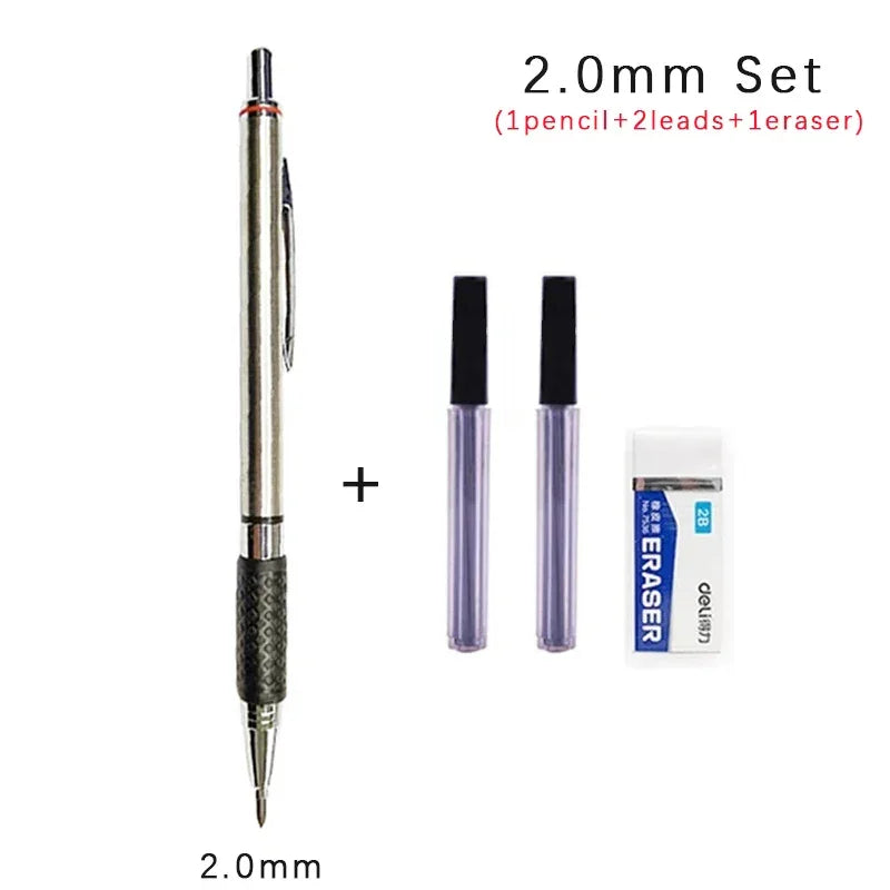 Buy The Best By Artsulli - Art is Long Life Short - 0.3 0.5 0.7 0.9 2.0mm Full Metal Mechanical Pencil Set School Sketch Writing Stainless