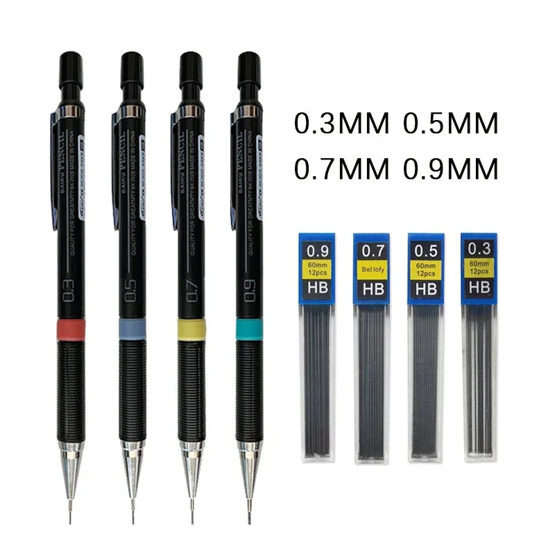 Buy The Best By Artsulli - Art is Long Life Short - 0.3/0.5/0.7/0.9mm Mechanical Pencil with Lead Rods Set for School Writing Drawing